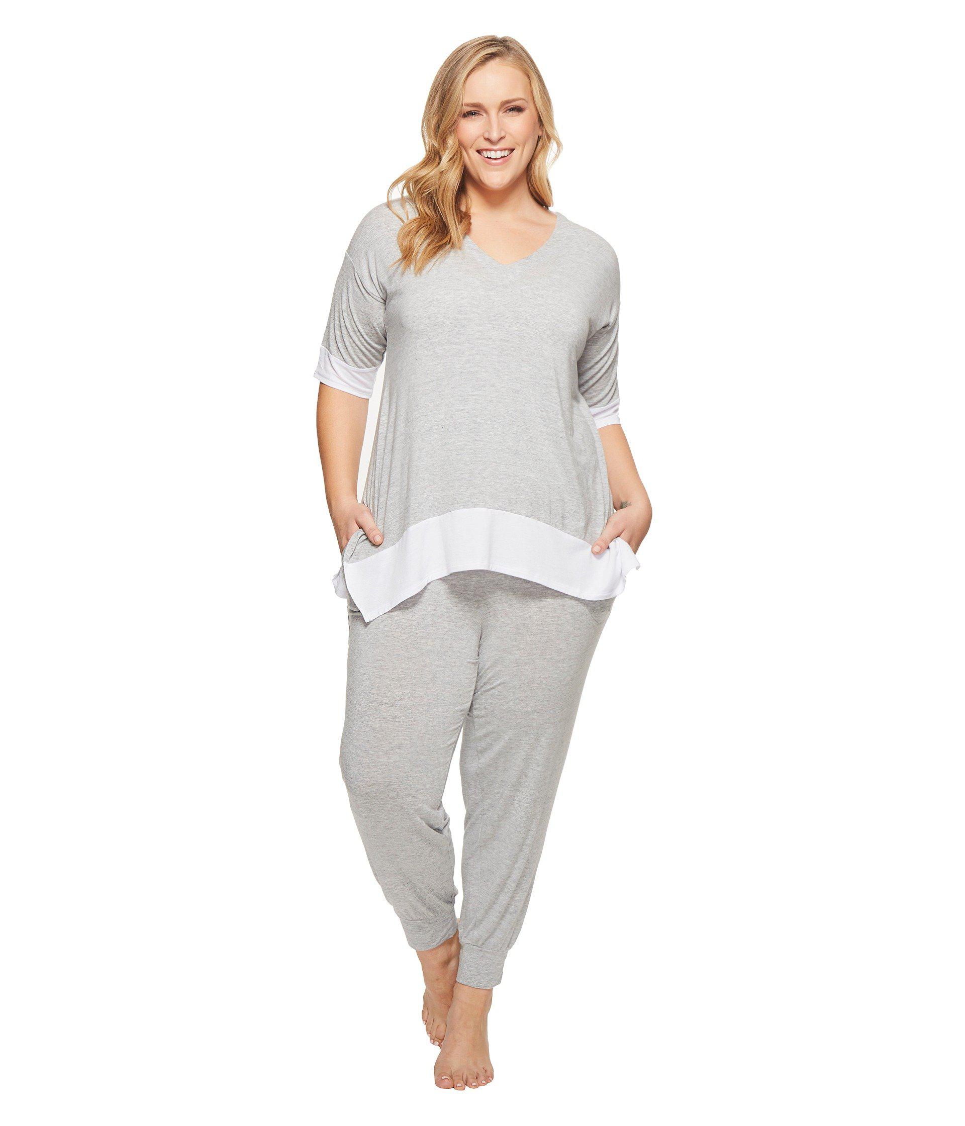 Donna Karan Womens Plus Size Modal Spandex Jersey Lounge Top