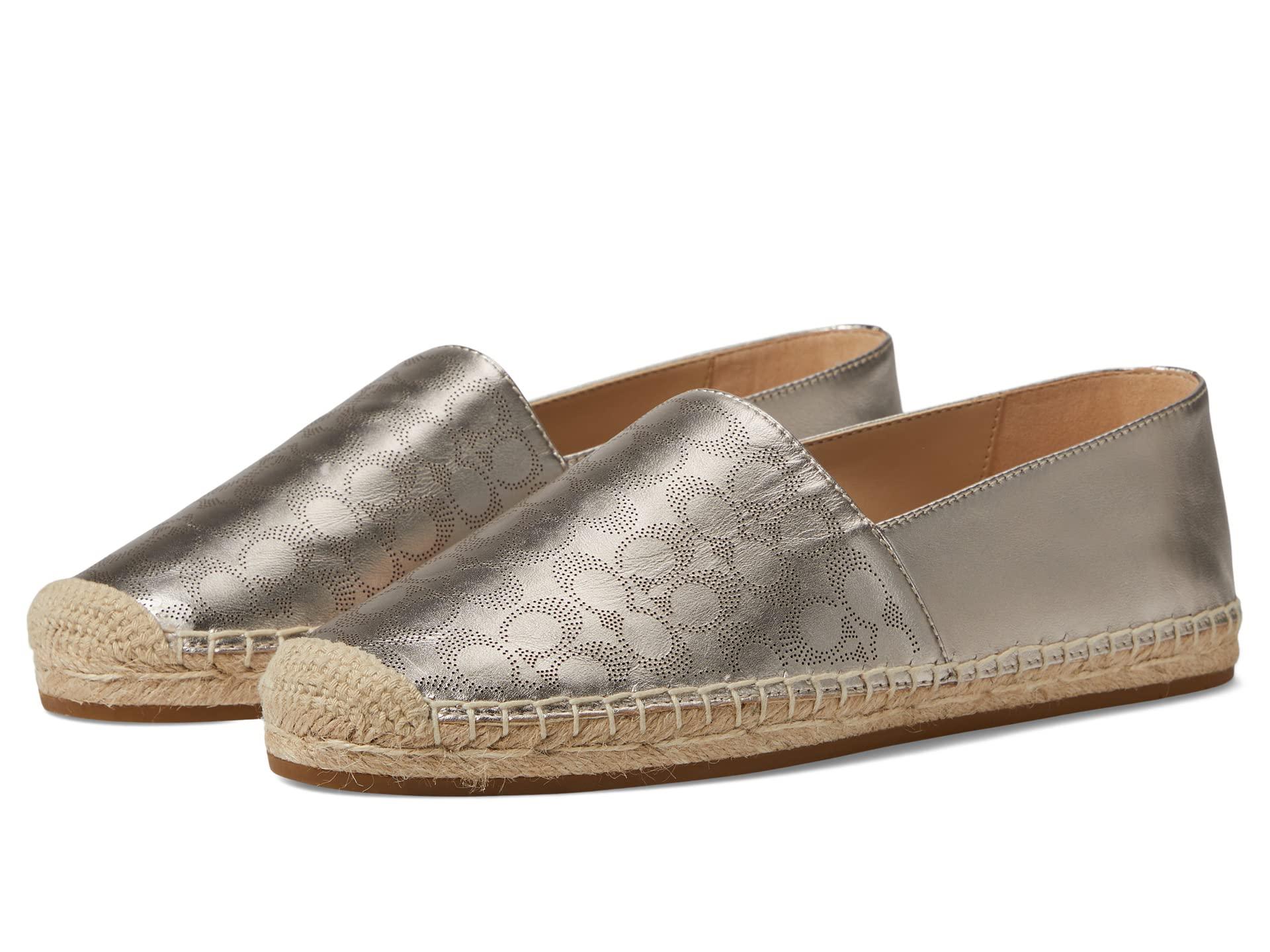 COACH Carley Metallic Leather Espadrille Lyst