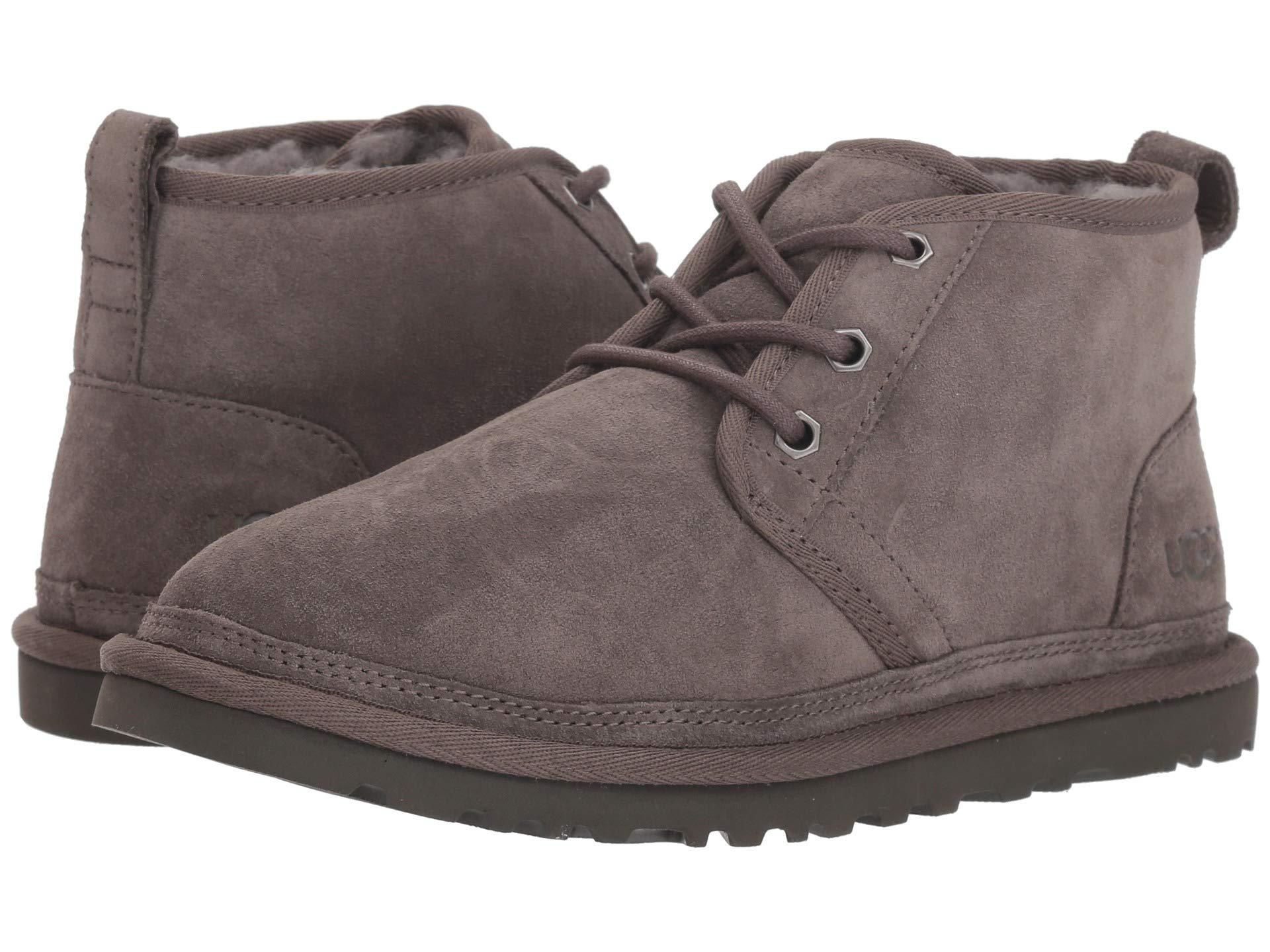 UGG Leather Neumel (chestnut Twinface) Men's Lace Up Casual Shoes in Charcoal Suede (Gray) for