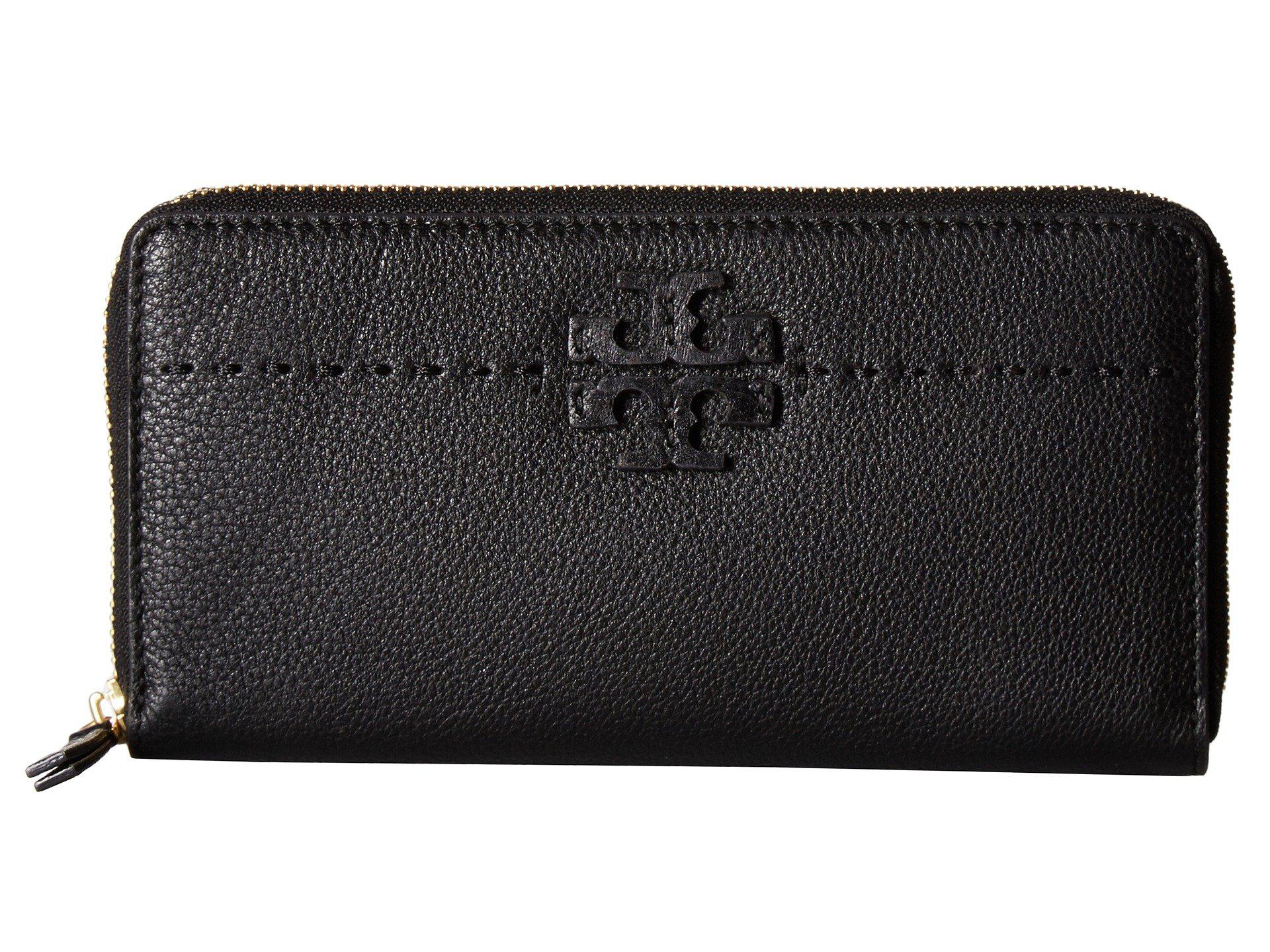 Tory Burch Leather Mcgraw Zip Continental Wallet in Black Lyst