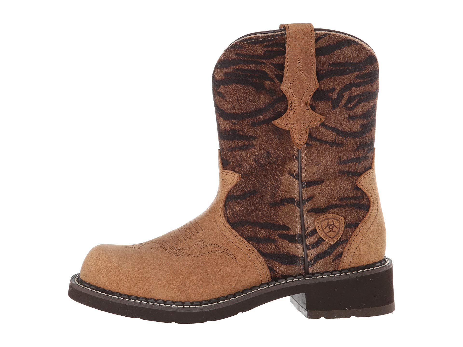 Ariat Leather Fatbaby Heritage Trio (tan/vintage Tiger Print) Cowboy