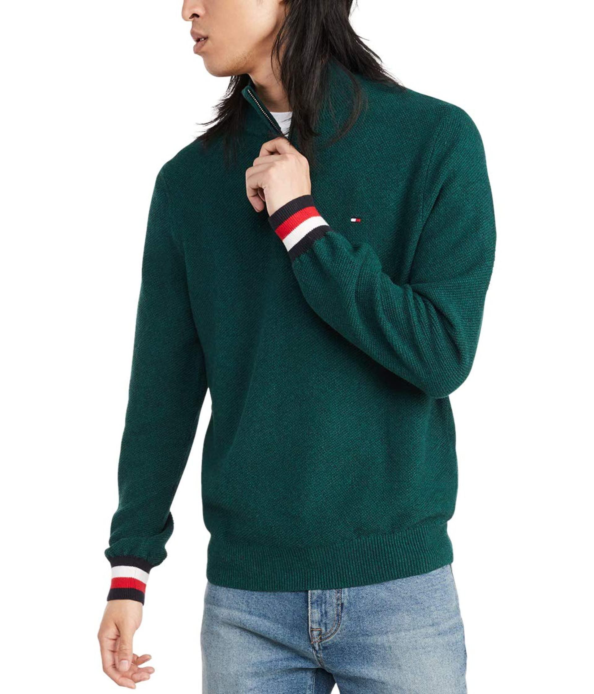 tommy hilfiger green quarter zip