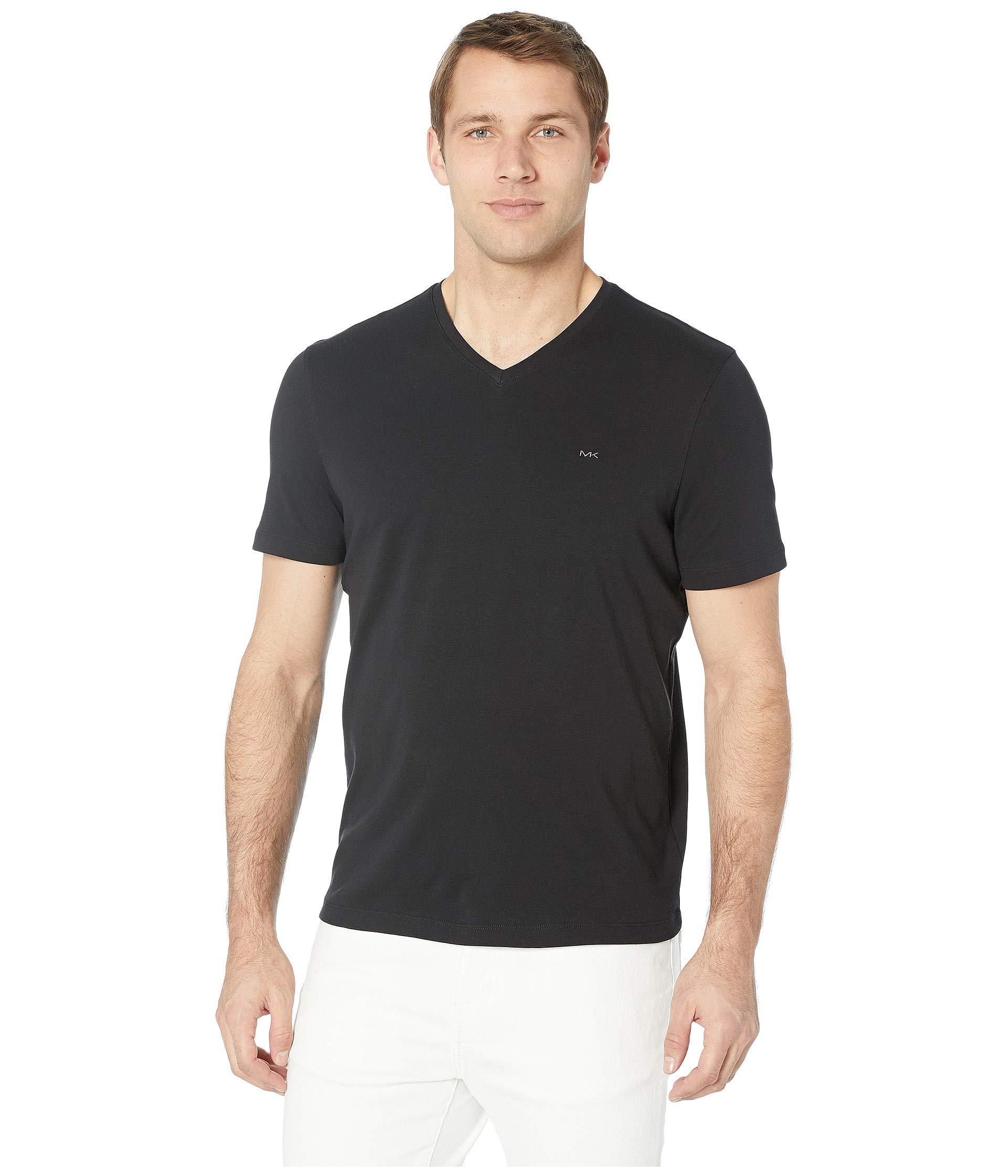 Michael Kors V-neck Liquid Cotton T-shirt in Black for Men - Save 24% ...