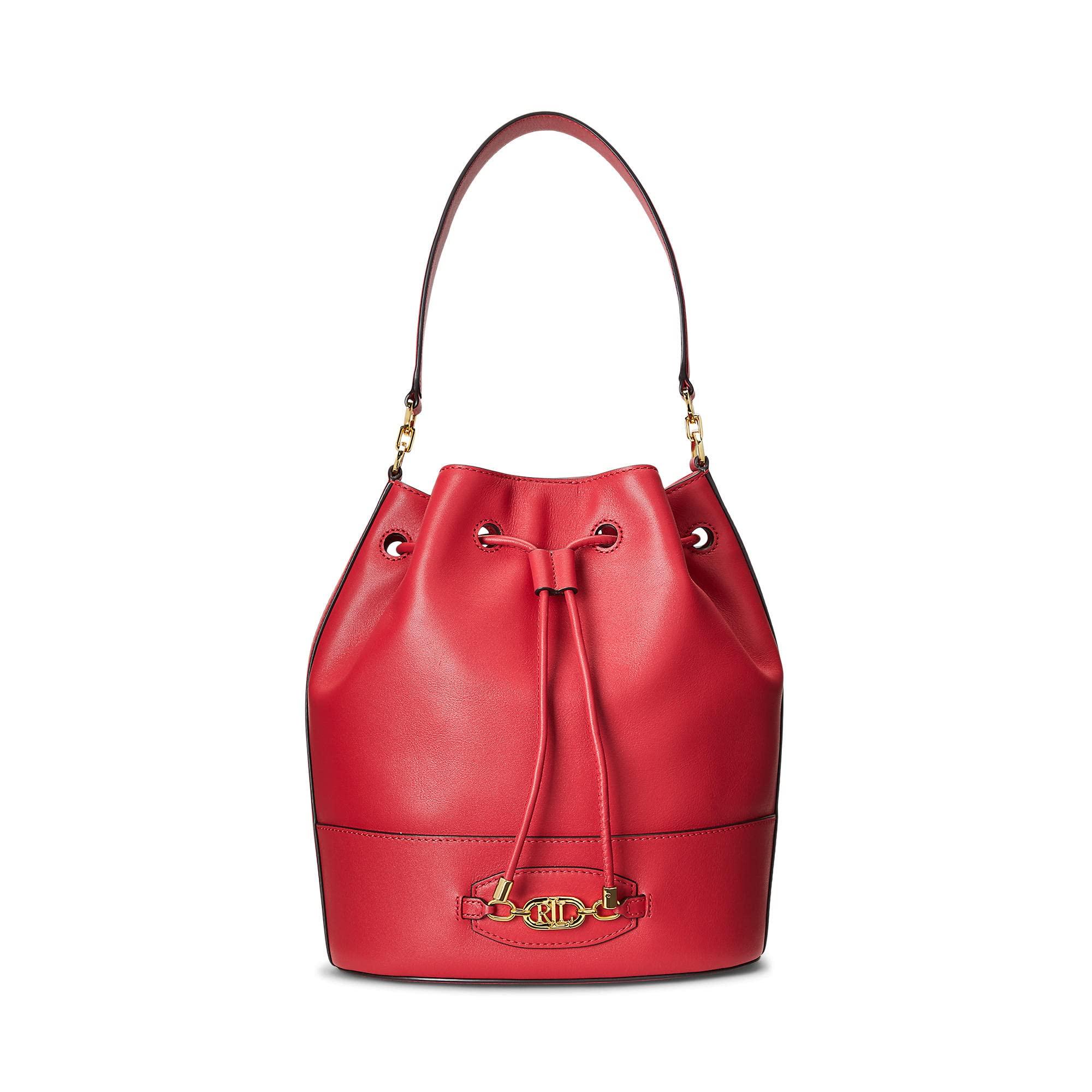 Lauren by Ralph Lauren Leather Large Andie Drawstring Bag in Red Lyst