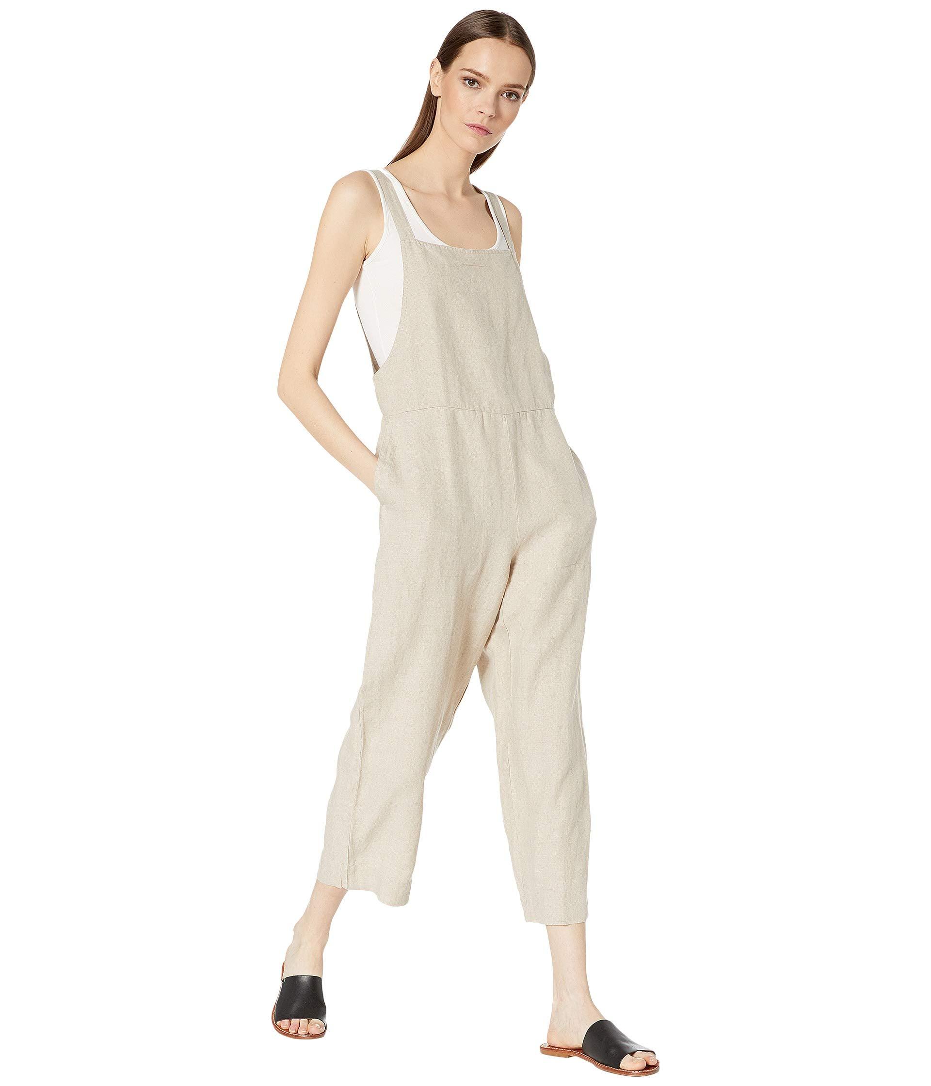 eileen fisher organic linen cropped jumpsuit