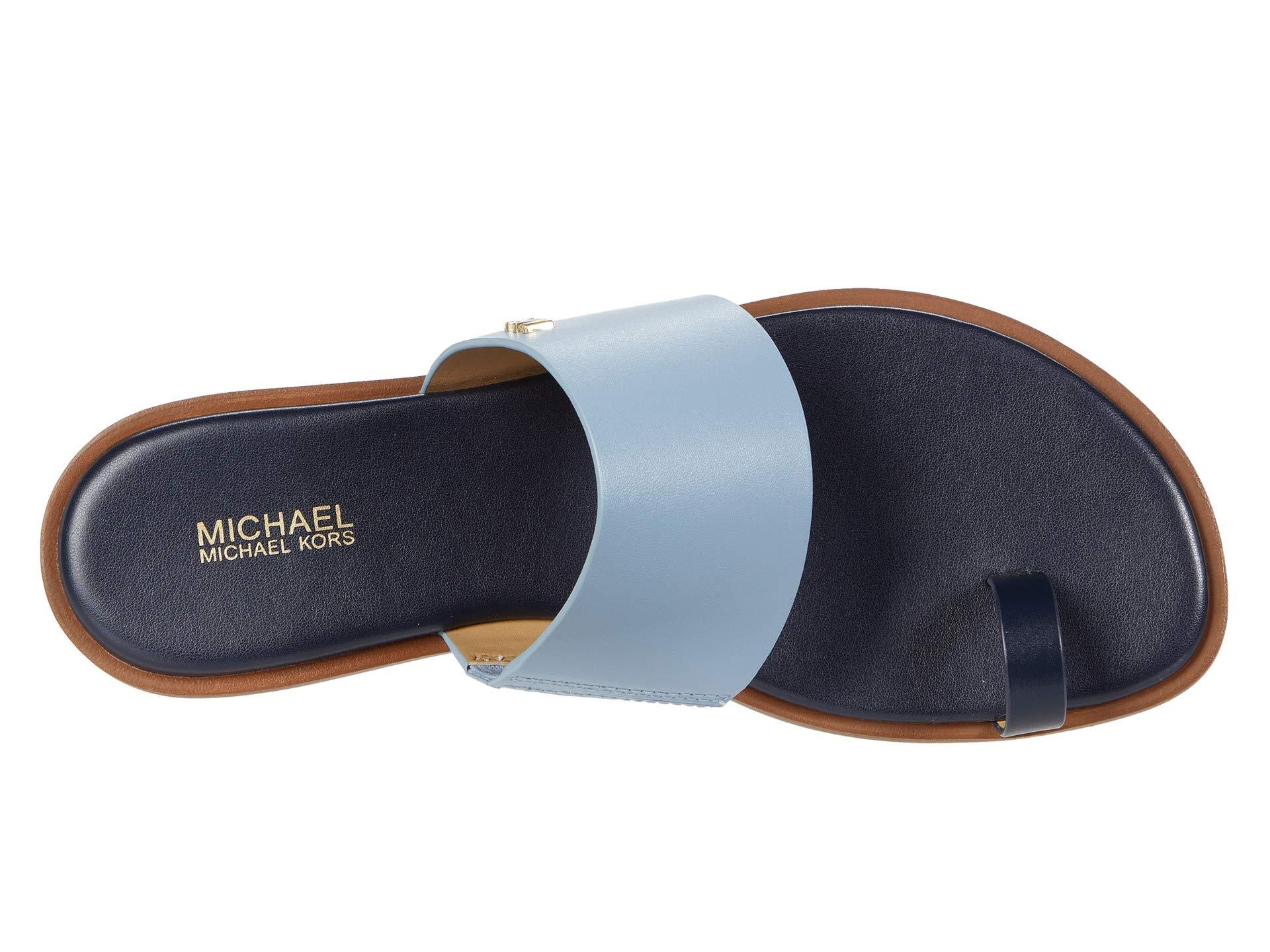 MICHAEL Michael Kors Leather August Flat Sandal in Blue - Lyst