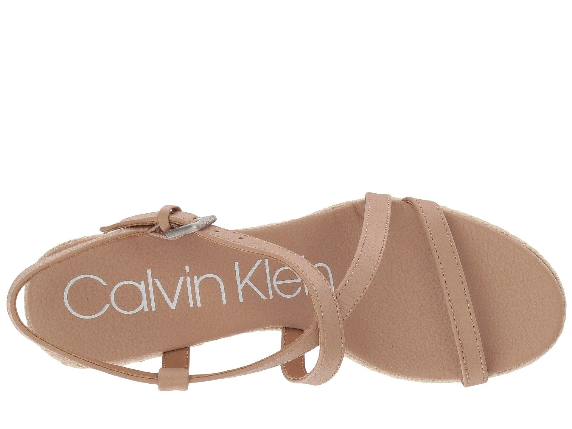 Calvin Klein Leather Bellemine Espadrille Wedge Sandals in Beige (Natural) - Save 81% - Lyst