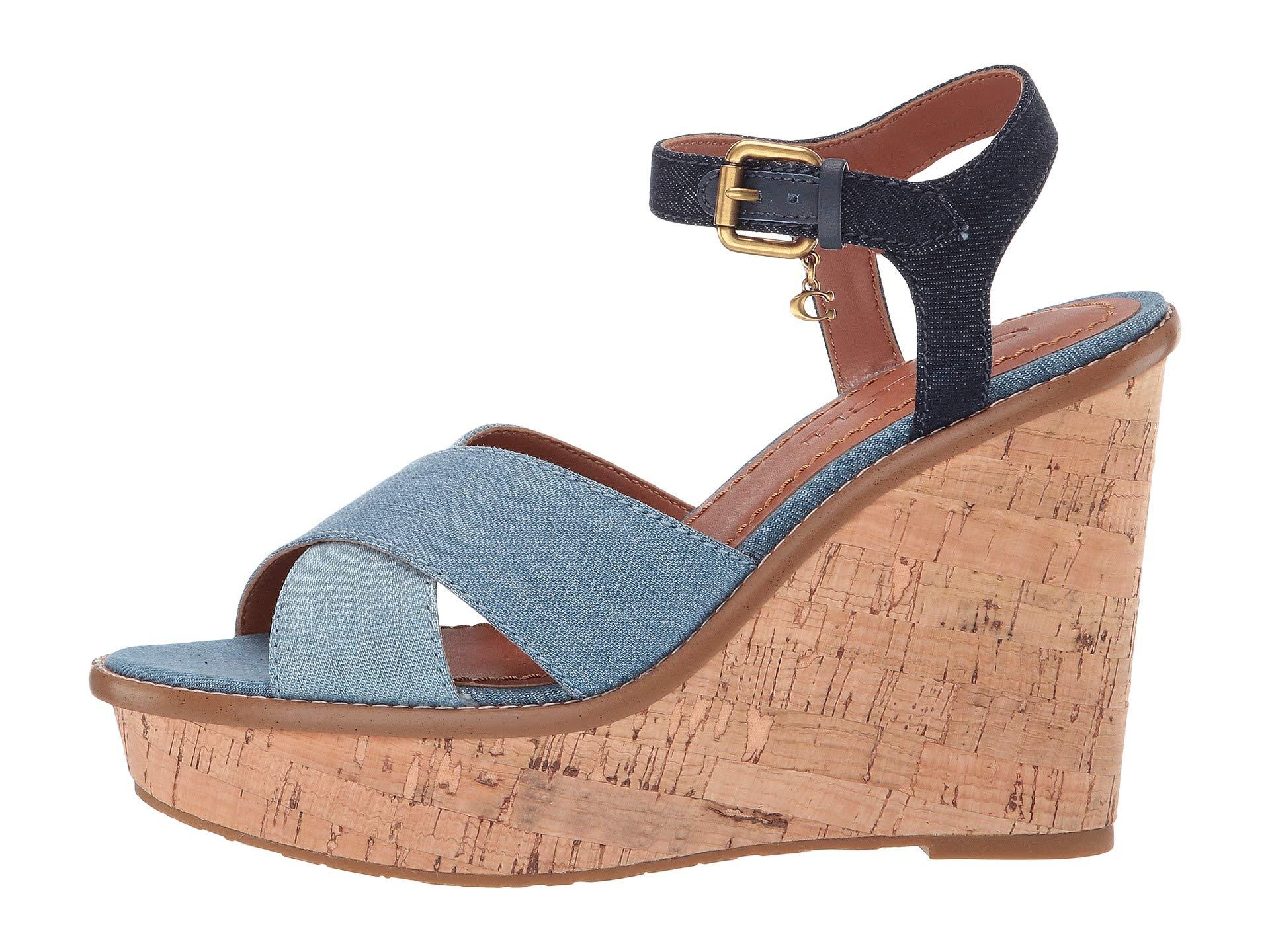 coach cross band high wedge sandal