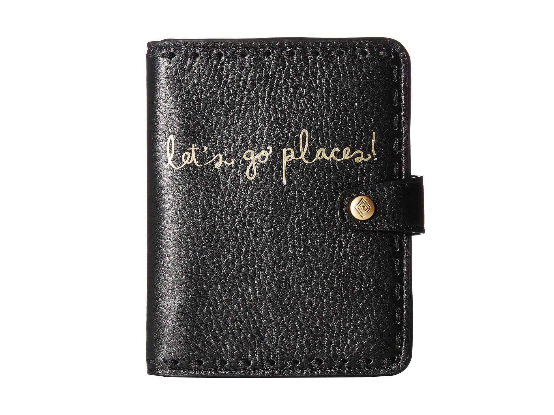 Vera Bradley Leather Mallory Rfid Passport Wallet (black) Wallet Handbags Lyst