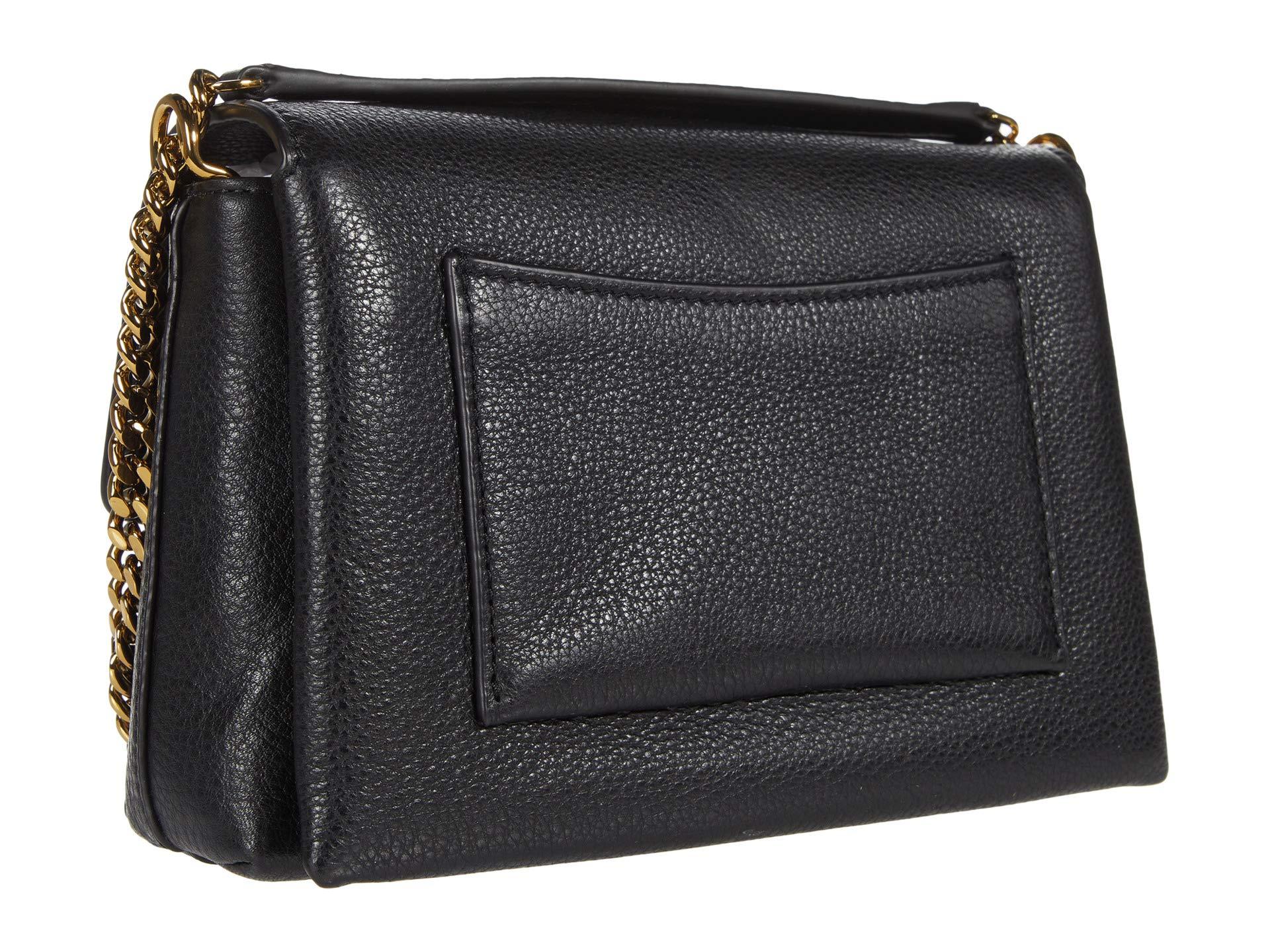 Tory Burch Leather Kira Pebbled Small Convertible Shoulder Bag in Black