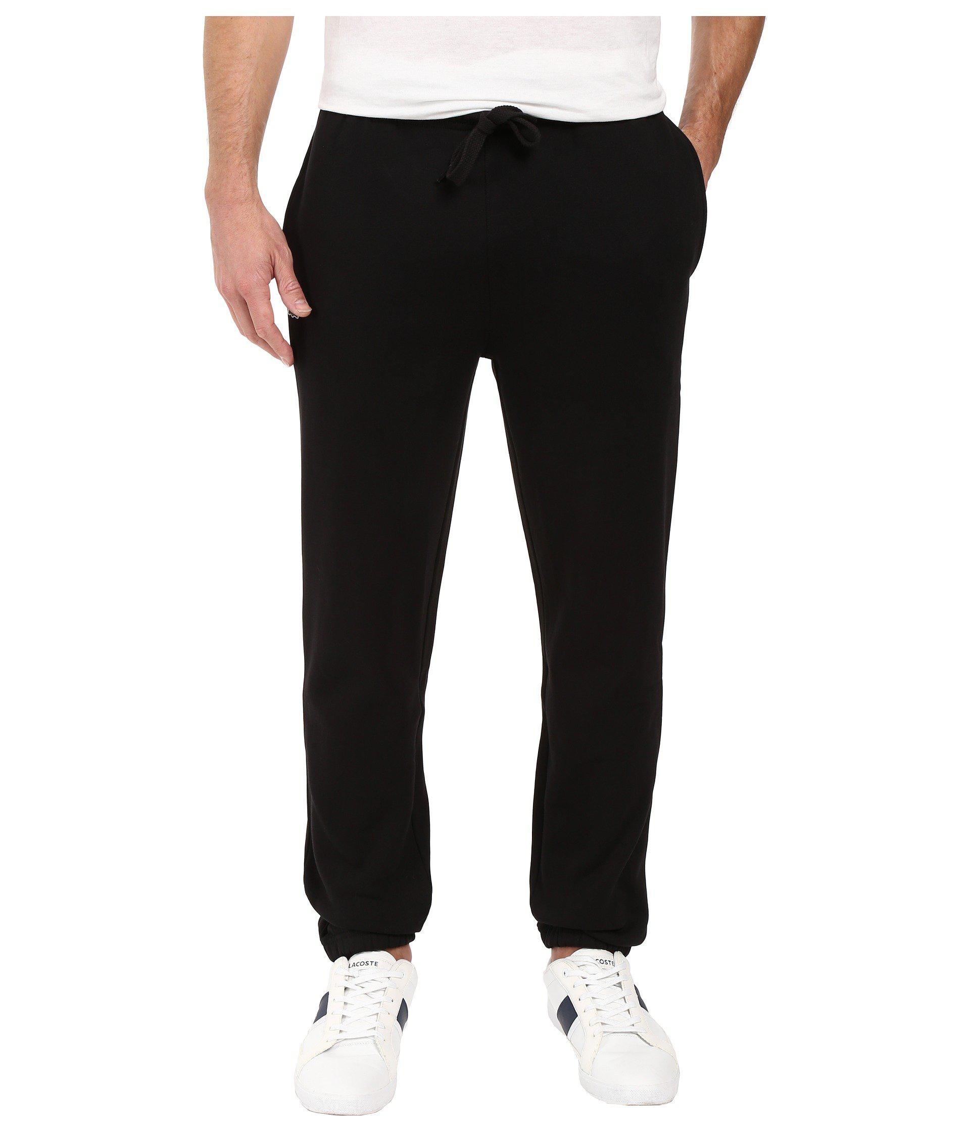 Lacoste Sport Fleece Pants With Elastic Leg Opening in Black for Men - Lyst