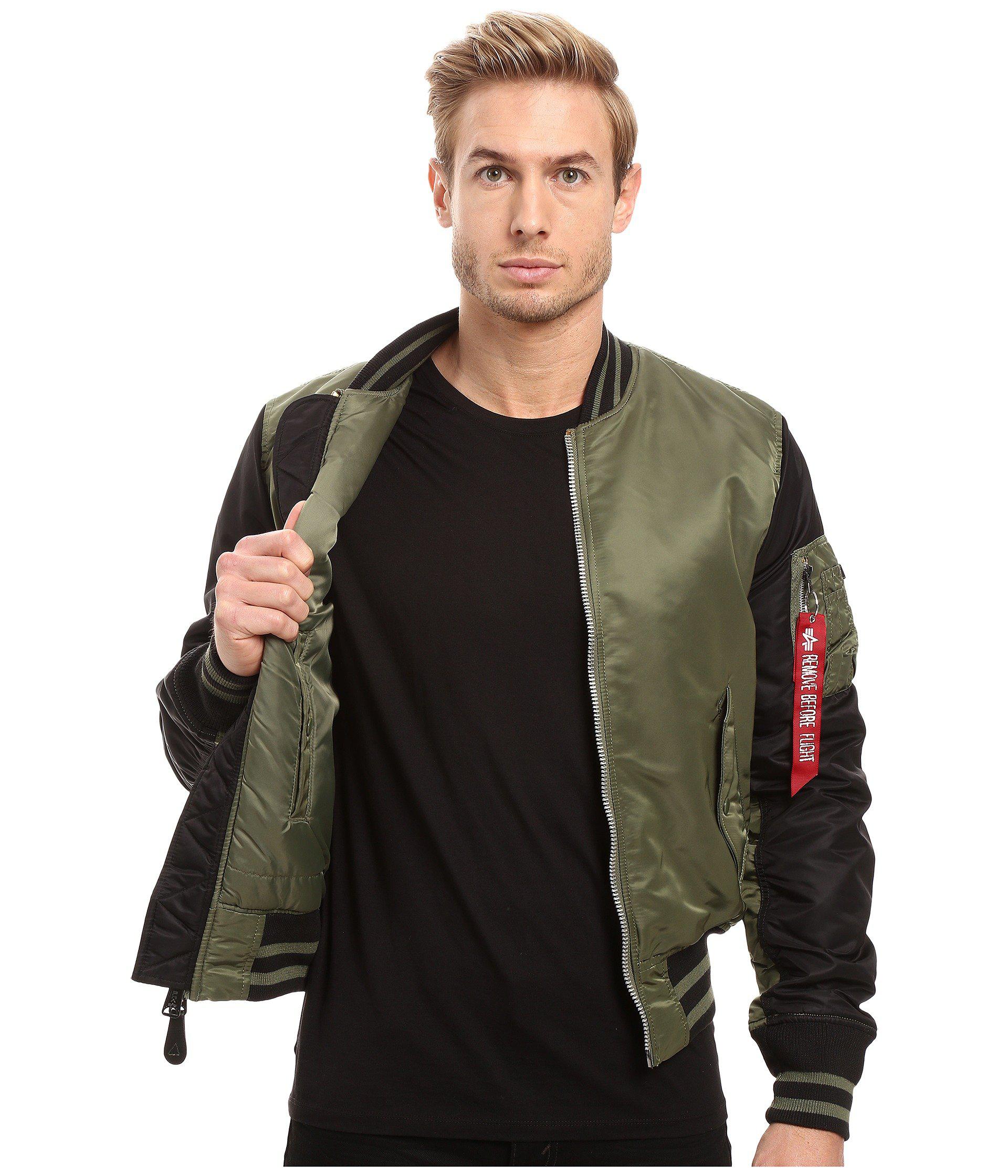 Alpha Industries Synthetic Ma 1 Varsity Flight Jacket For Men Lyst