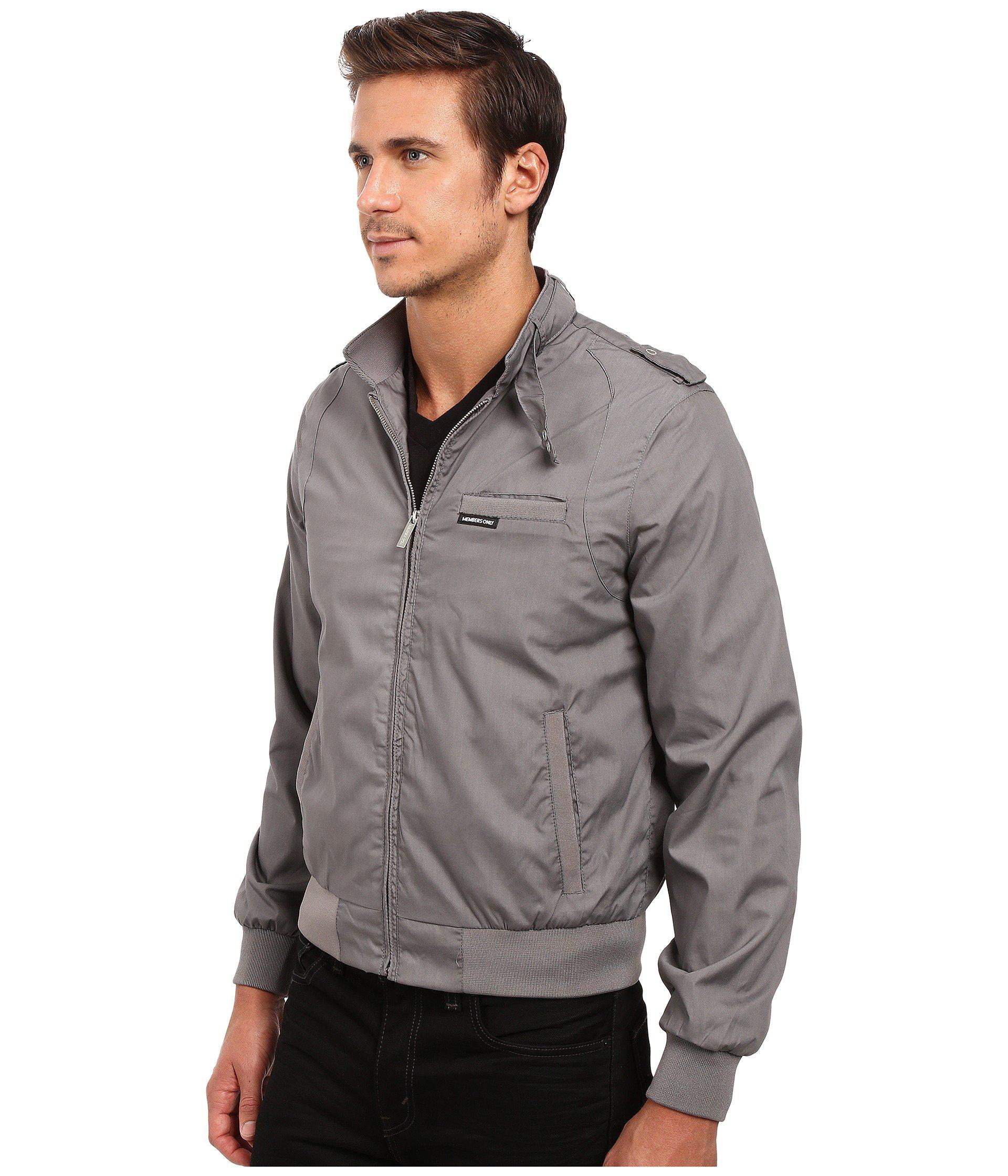 Members Only Iconic Racer Jacket in Gray for Men | Lyst