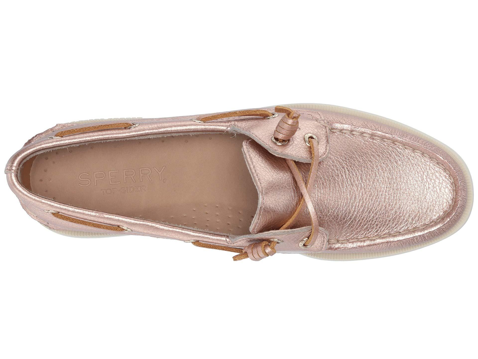 rose gold metallic sperry