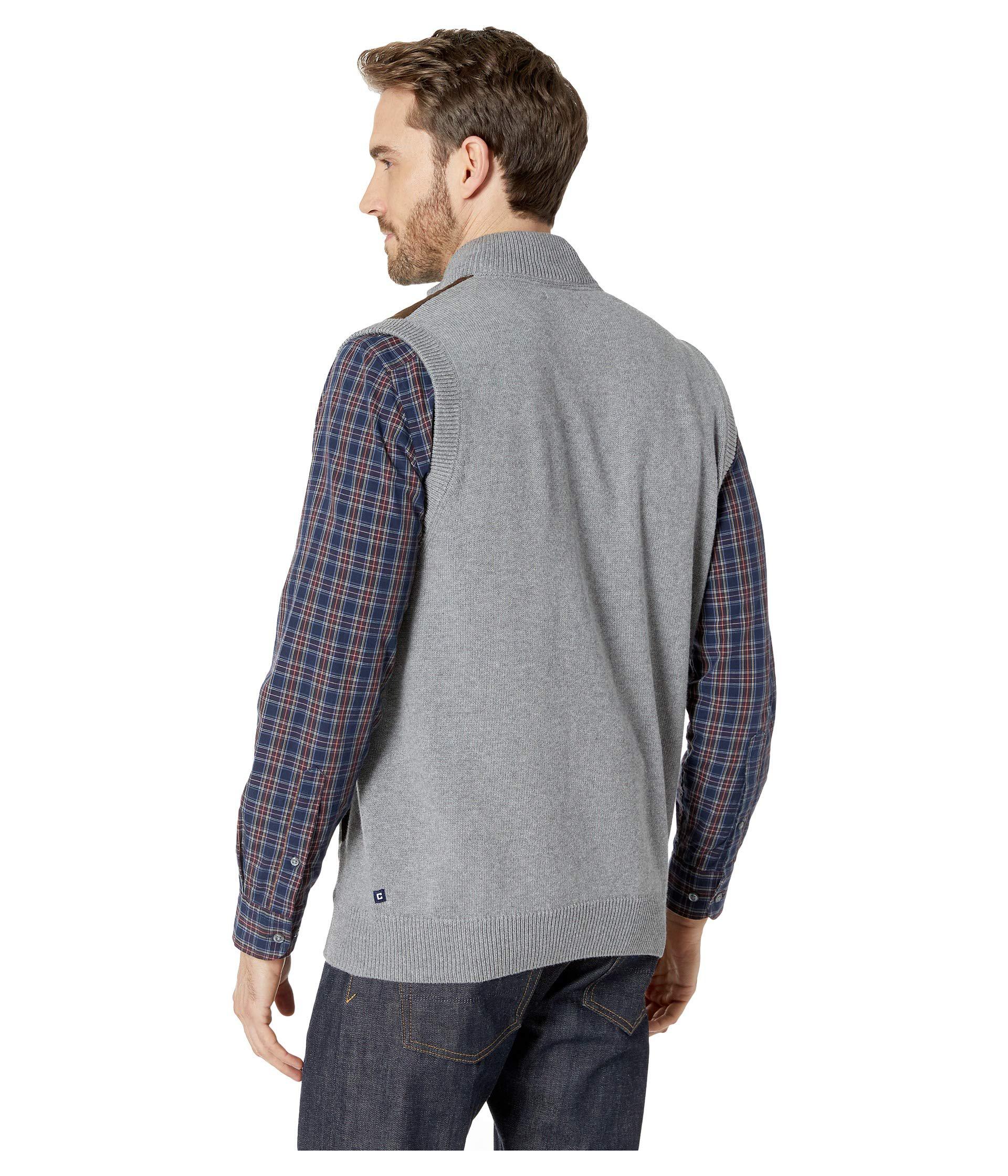 Download Chaps Cotton-zip Sweater Vest (steel Heather) Vest in Gray ...