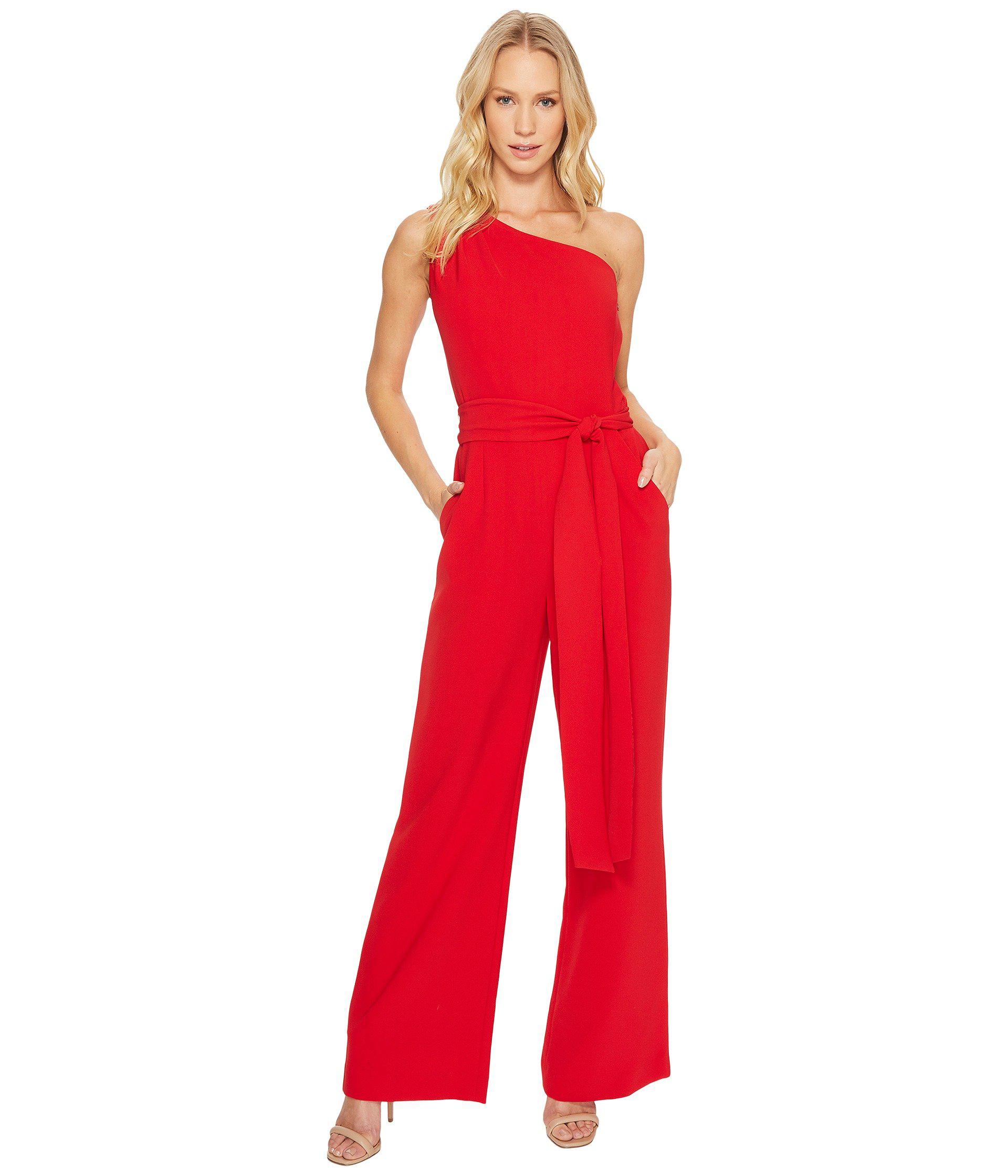 Tahari One-shoulder Jumpsuit in Red | Lyst