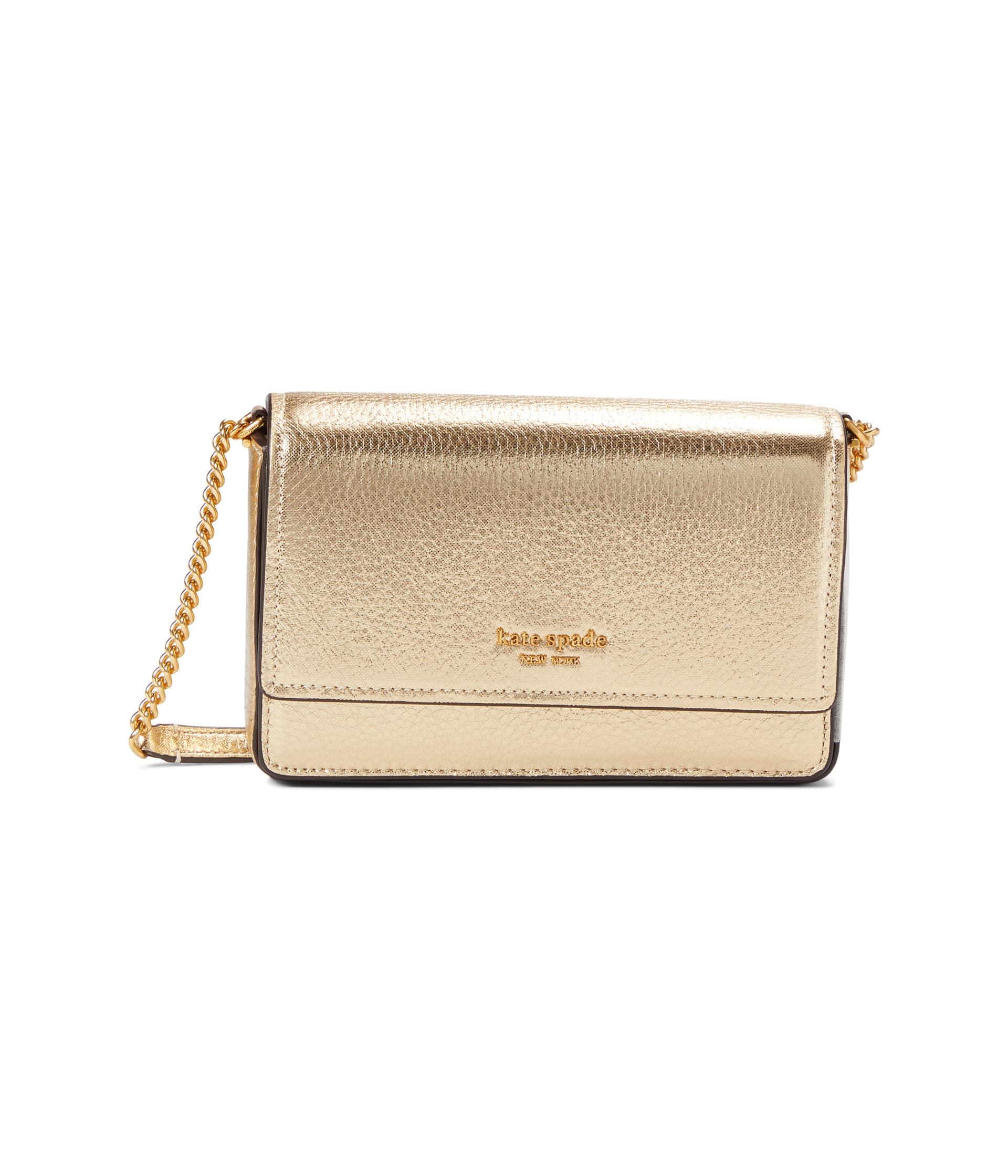 Kate Spade Morgan Metallic Leather Flap Chain Wallet in Gold (Natural ...