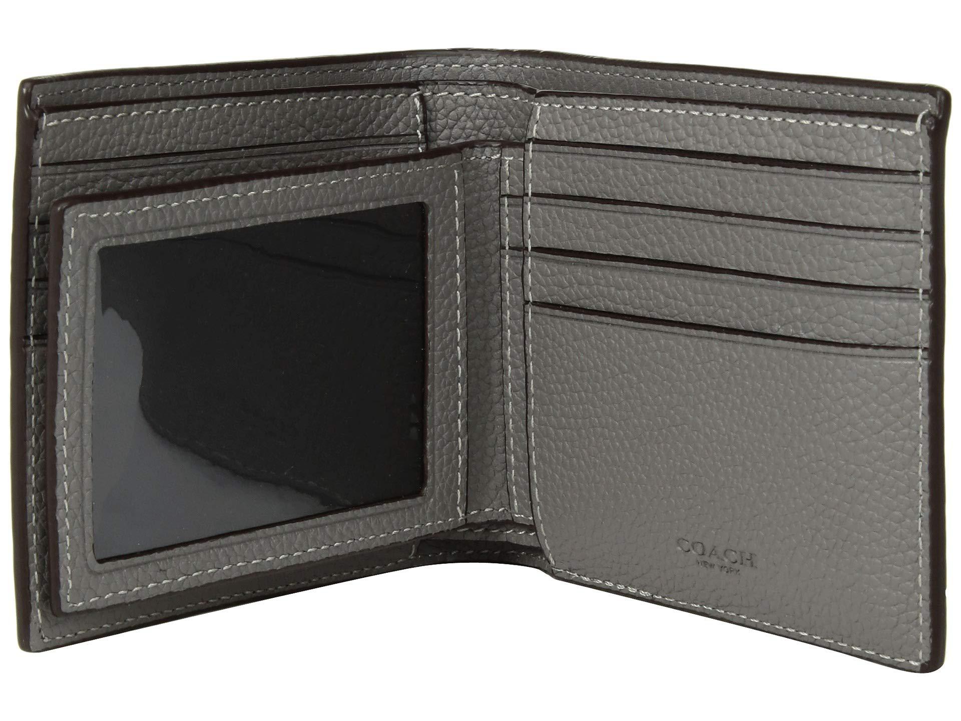 COACH 3-in-1 Wallet In Pebbled Leather (heather Grey) Bill-fold Wallet in Gray for Men - Lyst