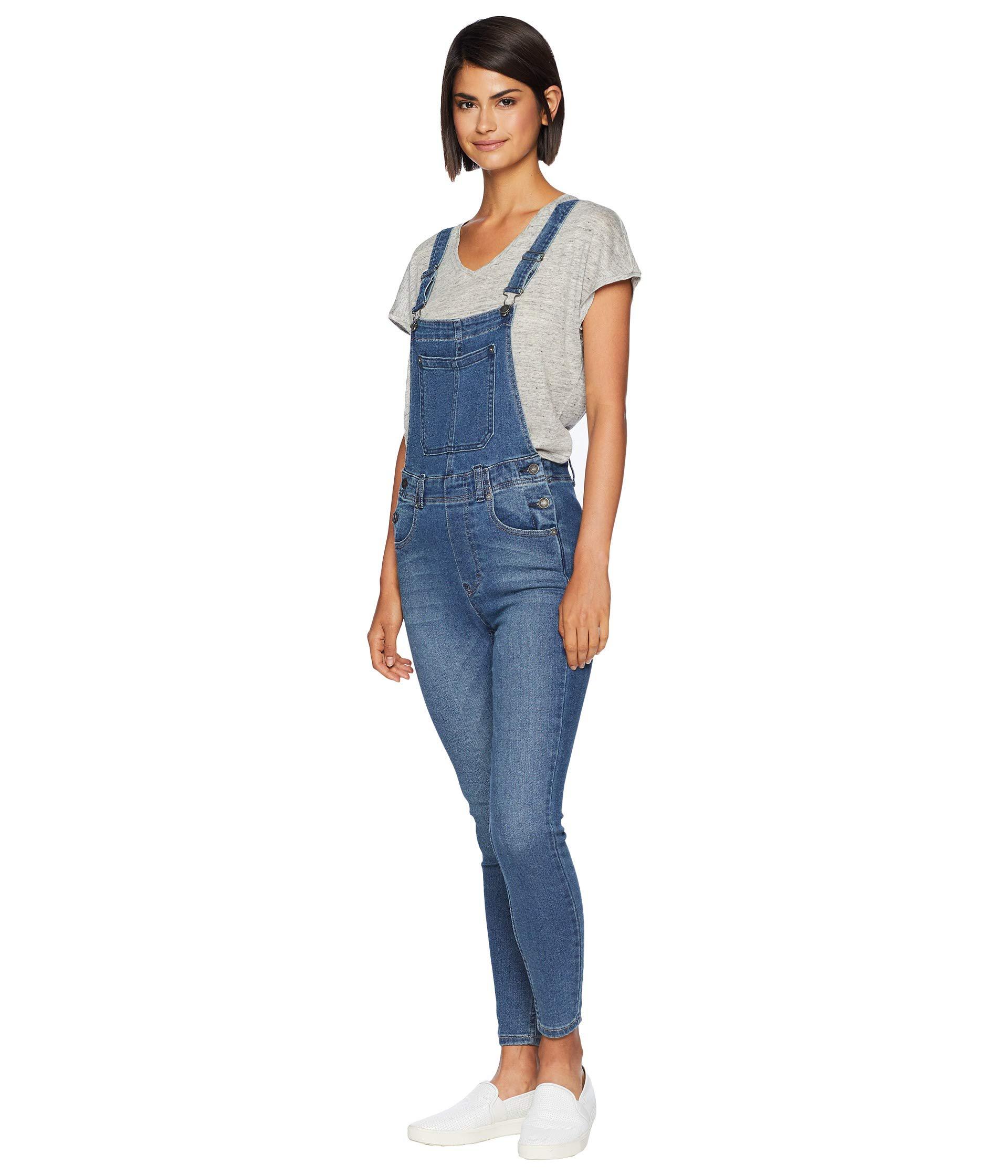 free people slim denim overalls