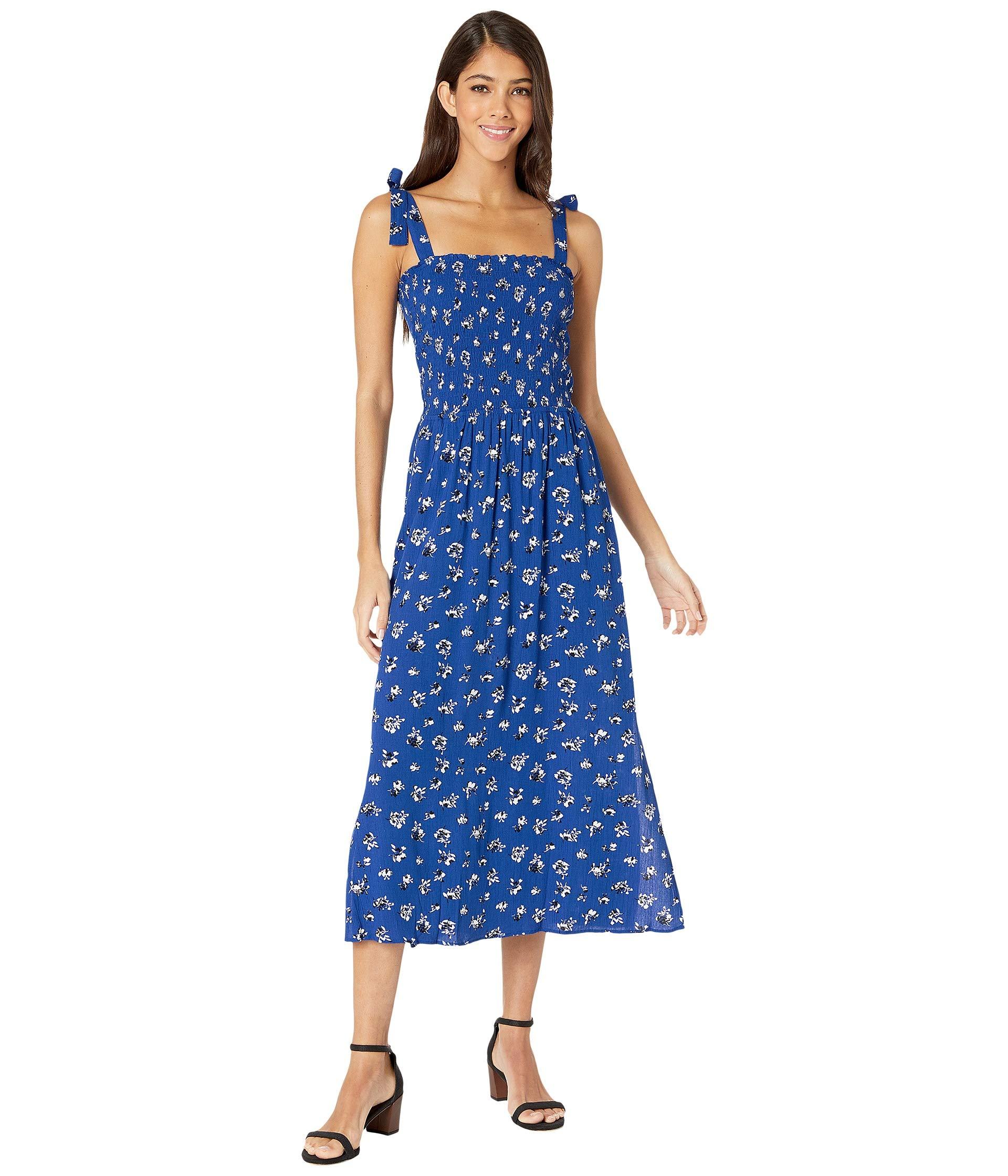 tie shoulder smocked dress