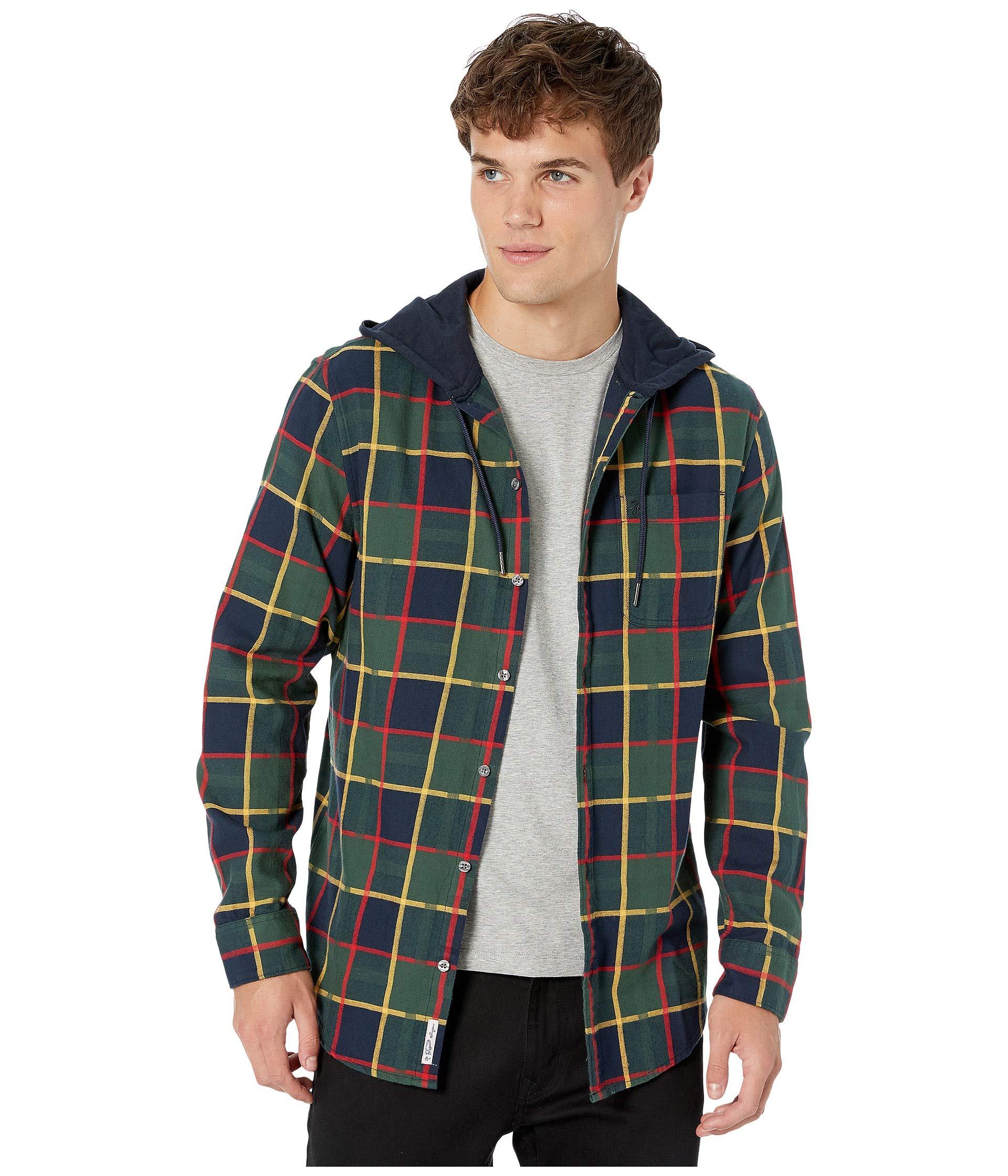 Original Penguin Long Sleeve Plaid Flannel Hoodie in Blue for Men Lyst