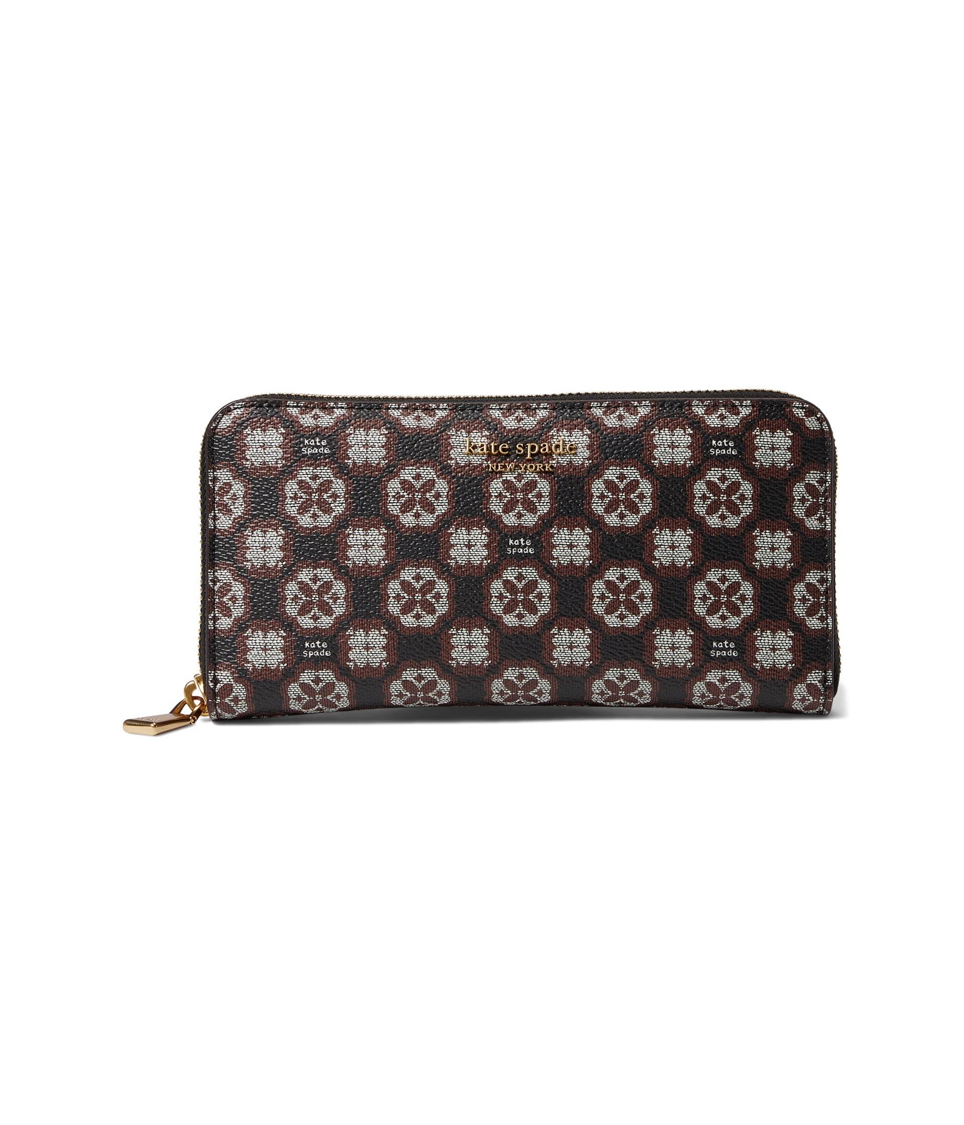 Kate Spade Spade Flower Monogram Coated Canvas Zip Around Continental Wallet in Black Lyst