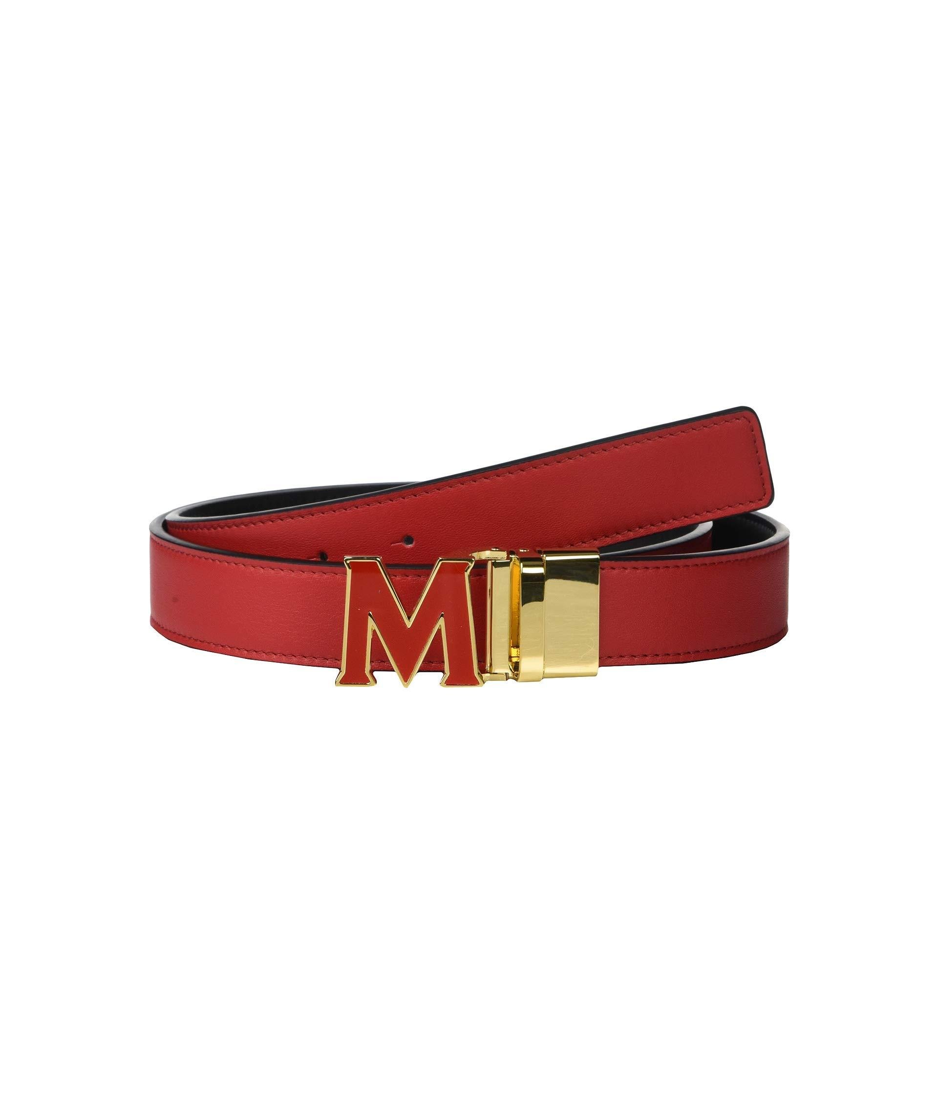 authentic red mcm belt
