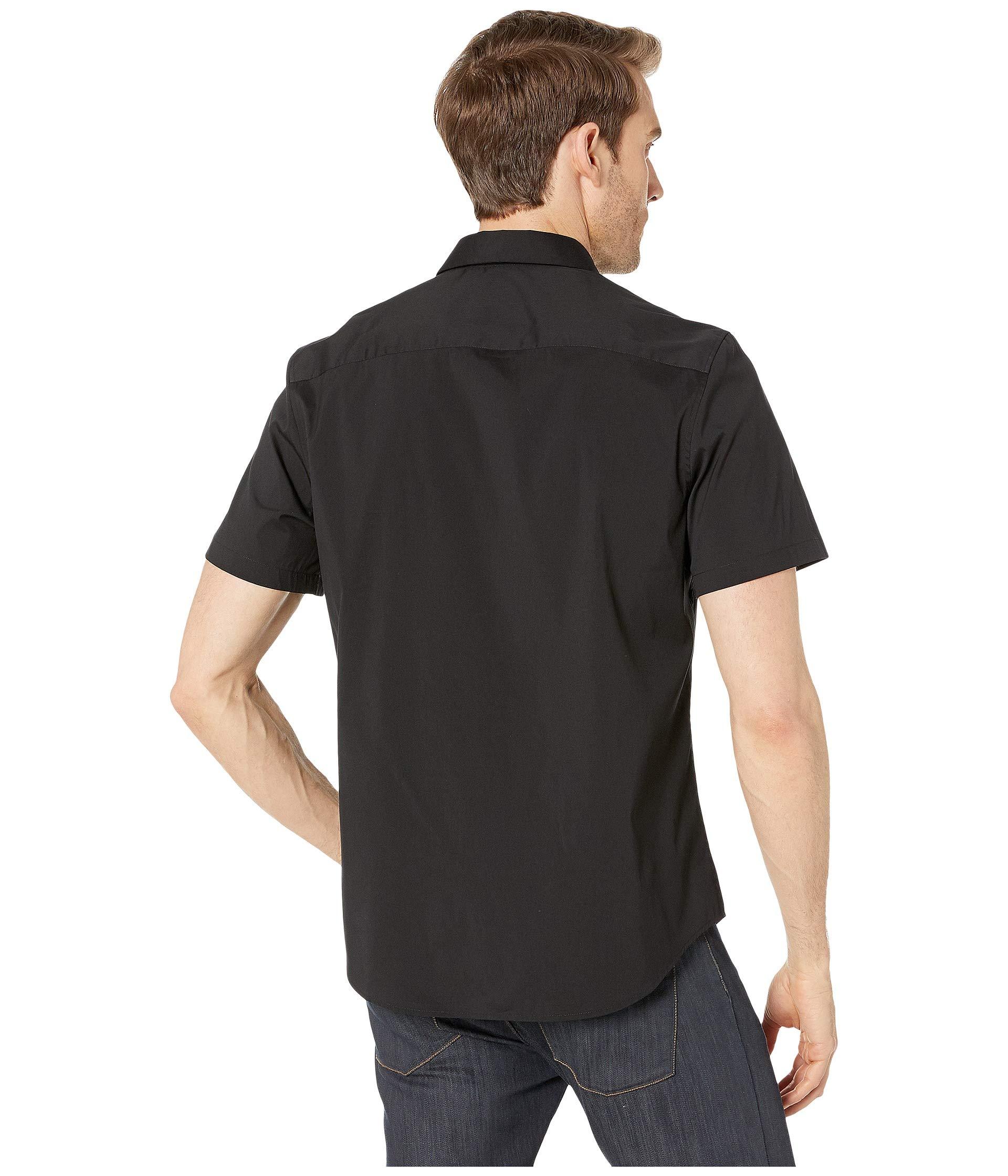 Calvin Klein Short Sleeve Stretch Cotton Shirt in Black for Men - Lyst