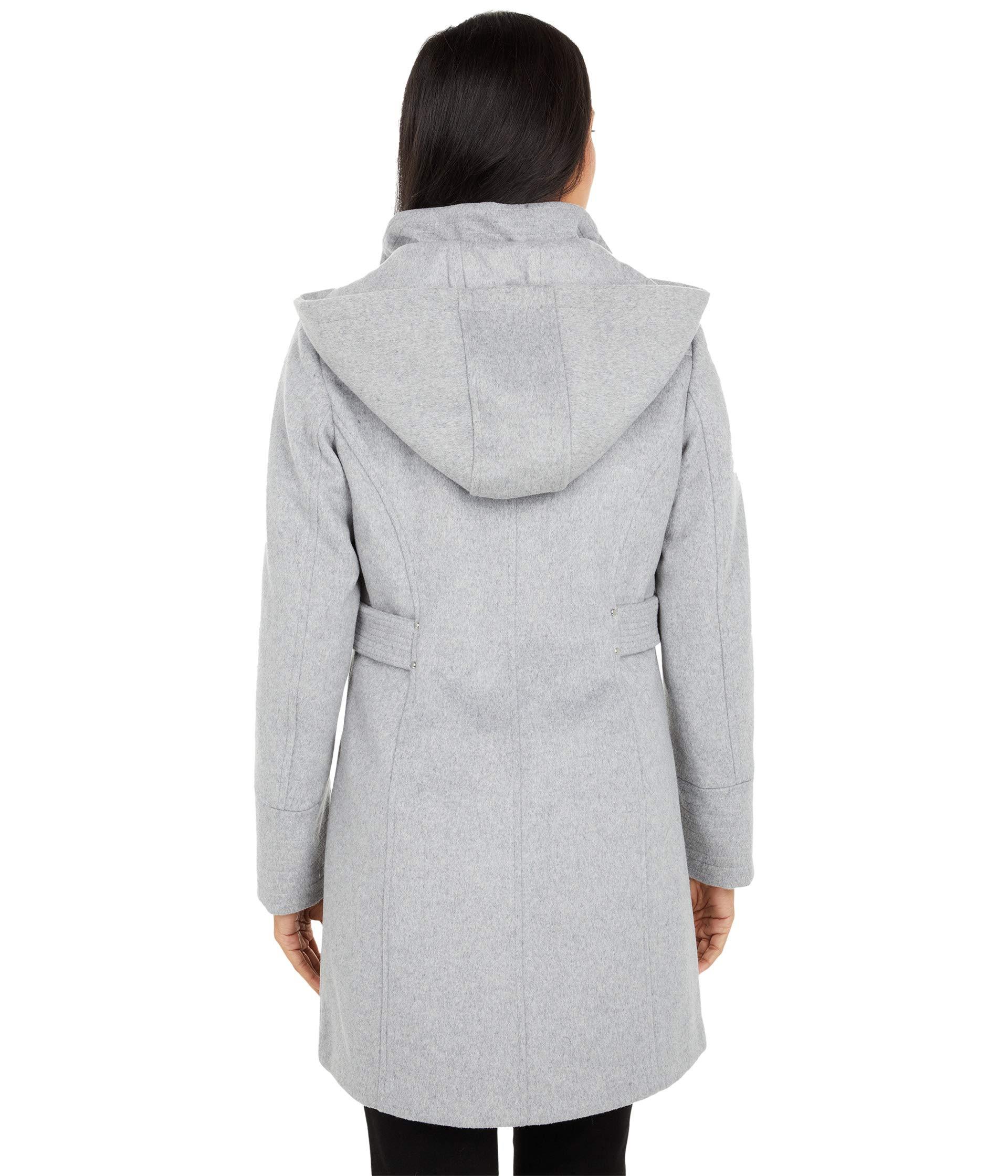 Vince Camuto Hooded Wool Coat V20770-za in Gray - Lyst