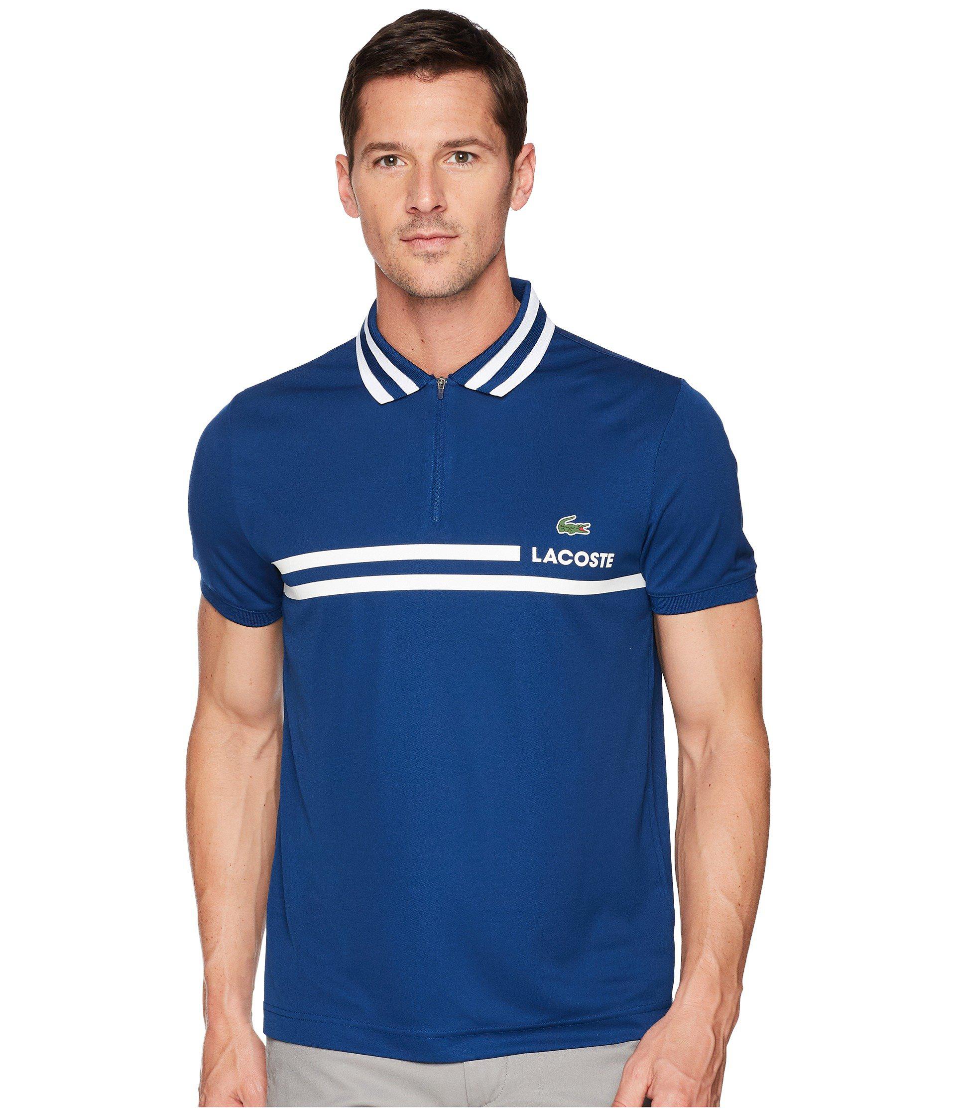 Download Lacoste Synthetic Short Sleeve Pique Ultra Dry Fine Stripe ...