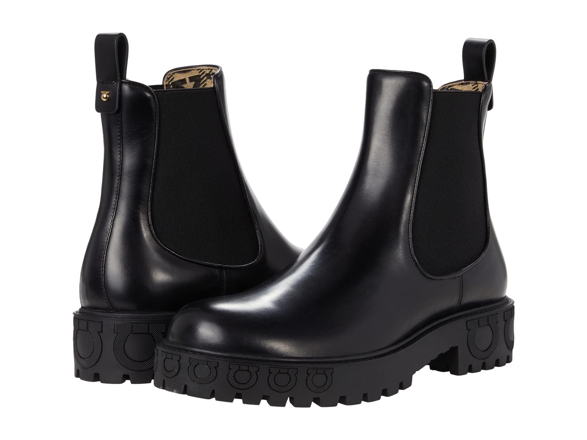 Ferragamo Gancini Patent Leather Boots in Black | Lyst