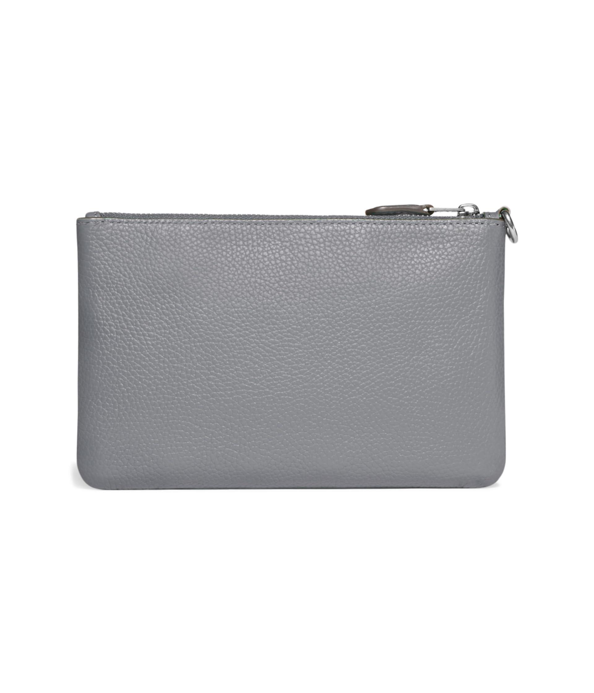 COACH Polished Pebble Leather Small Wristlet in Gray