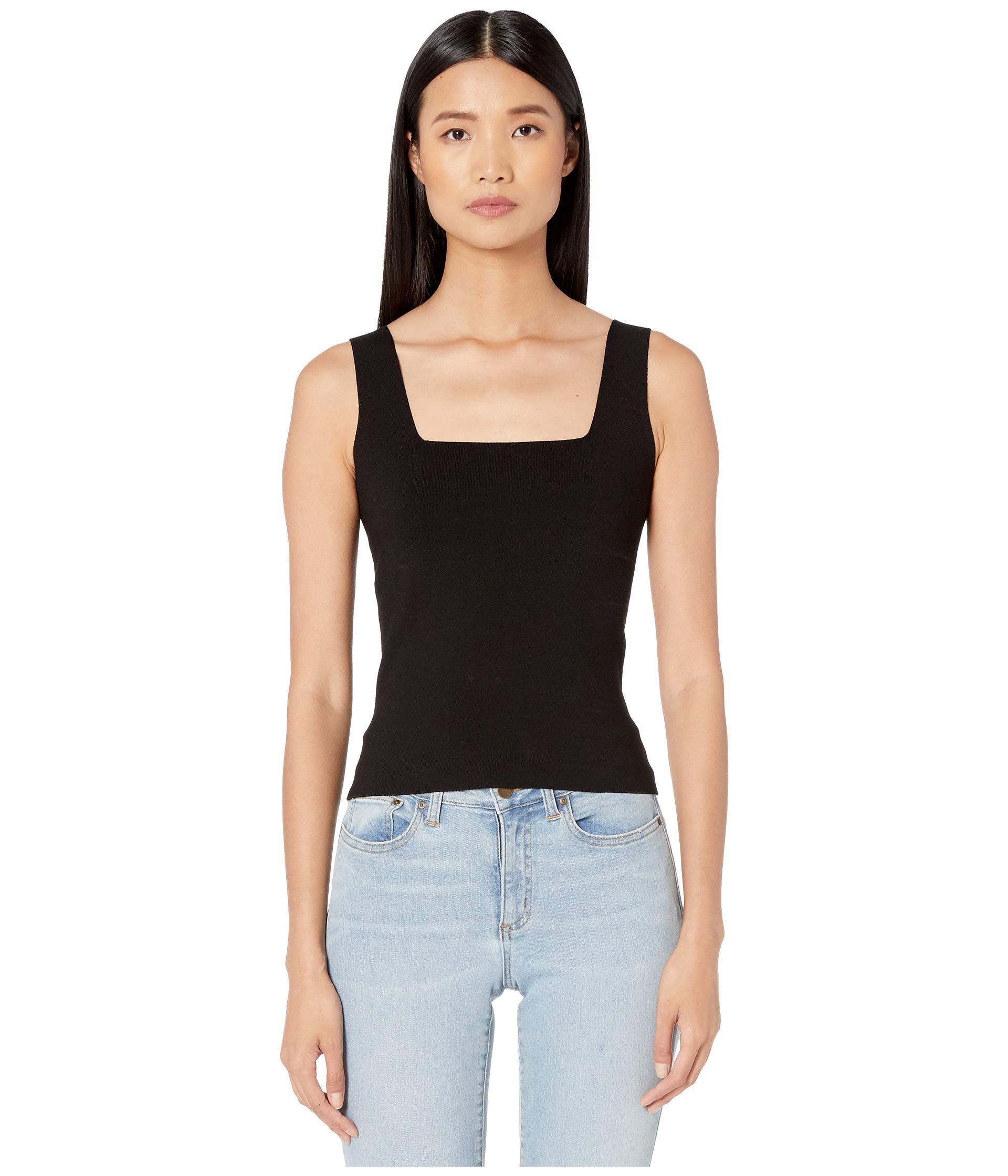 Vince Synthetic Square Neck Tank Top in Black Lyst