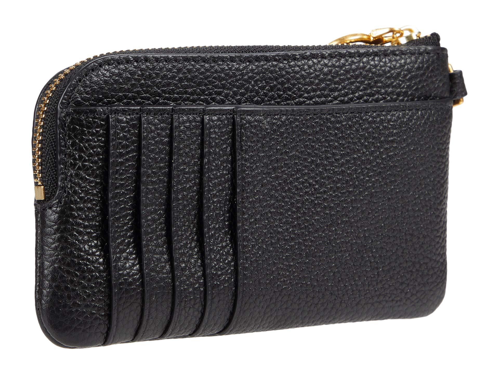 Tory Burch Leather Perry Bombe Top Zip Card Case in Black Lyst