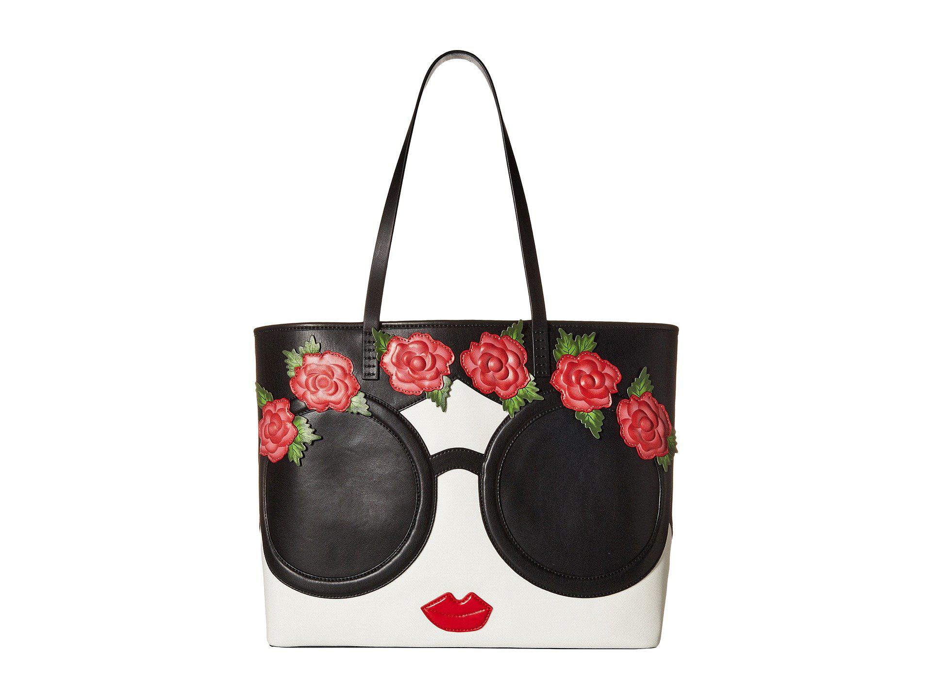 Alice Olivia Leather Missy Stace Face Flowers Large Perfect Tote In Black Lyst