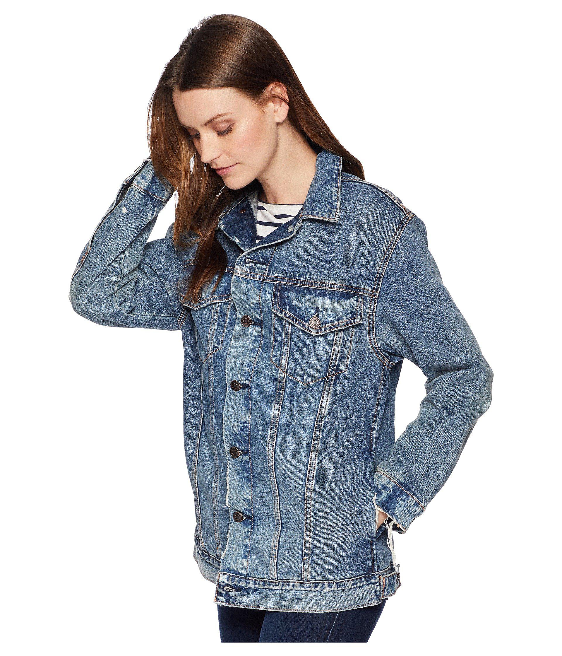 lucky brand oversized denim trucker jacket