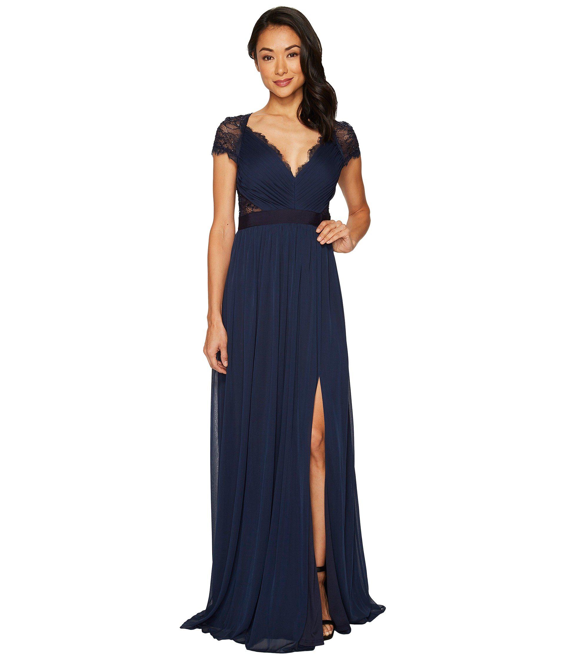 adrianna papell tulle lace gown