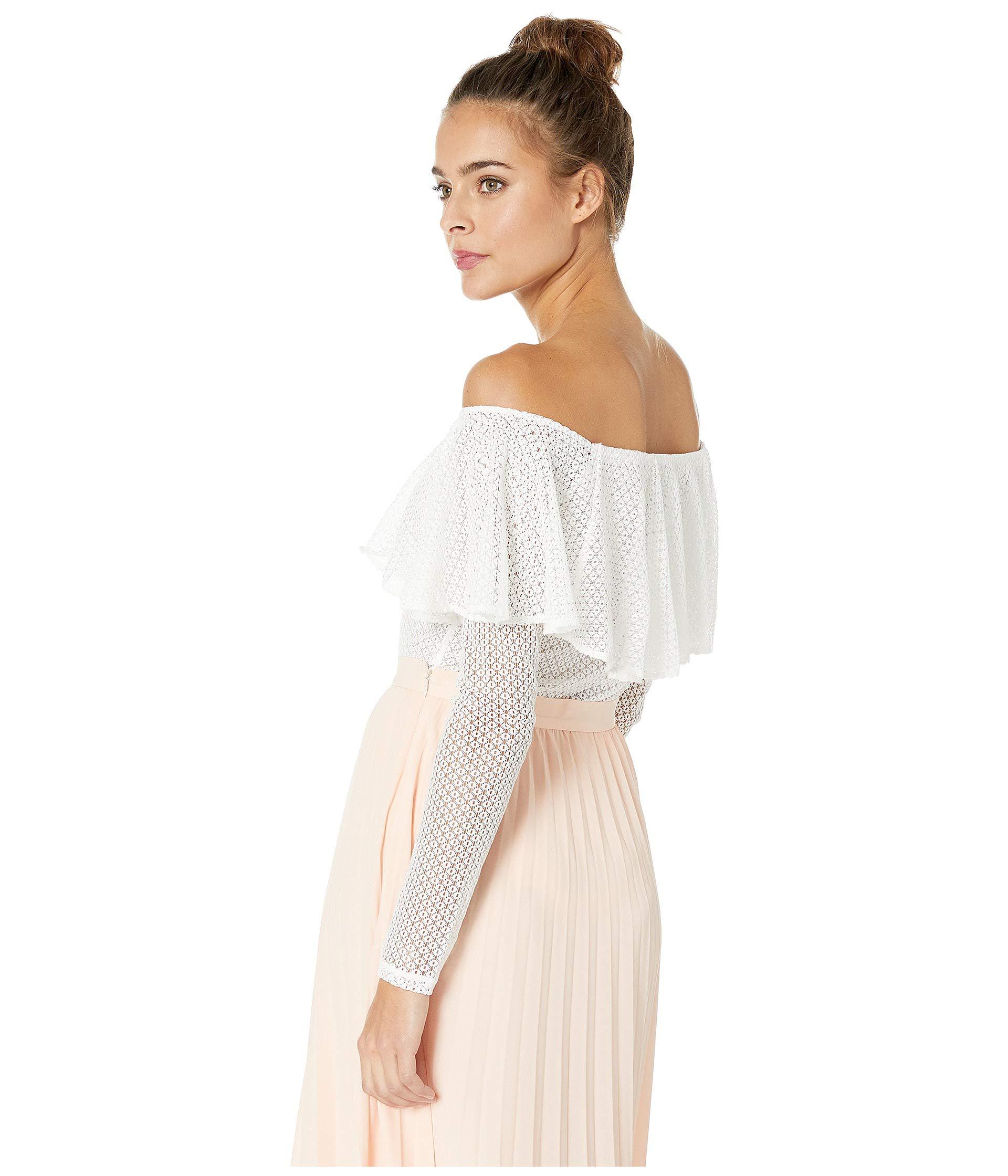 BCBGMAXAZRIA Womens Off-Shoulder Ruffle Bodysuit