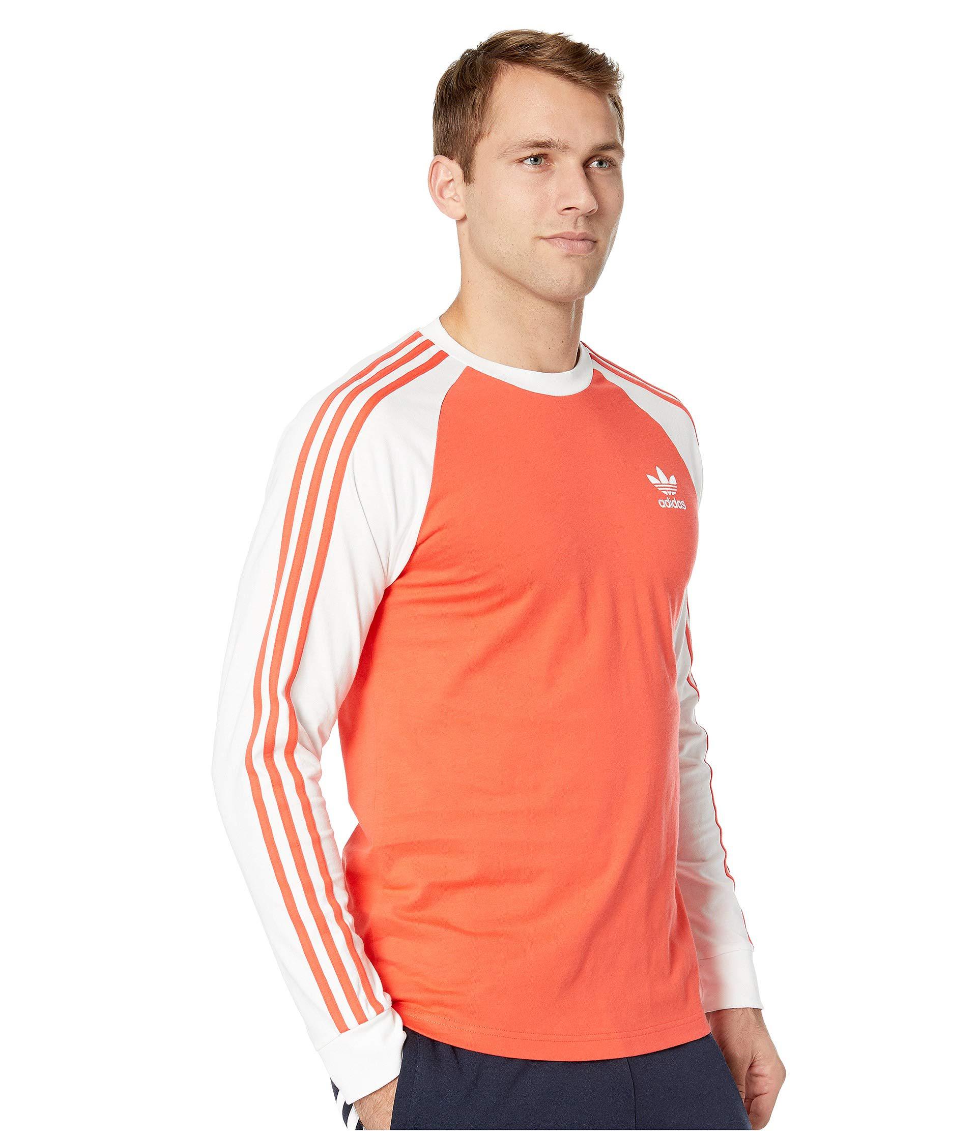 adidas Originals 3-stripes Long Sleeve Tee (shock Pink) Men's T Shirt in  Red for Men | Lyst