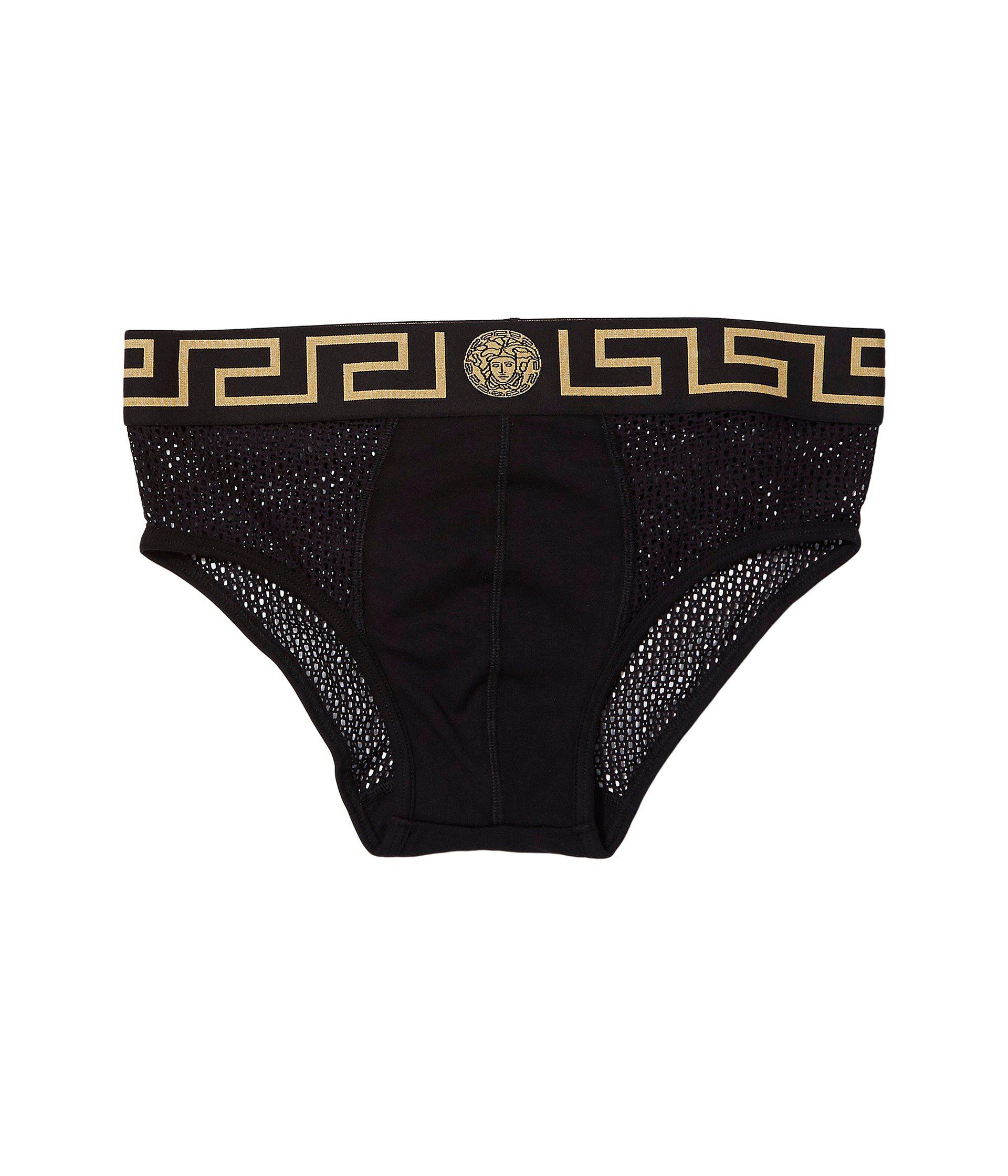 Versace Synthetic Mesh Briefs in Black for Men - Lyst