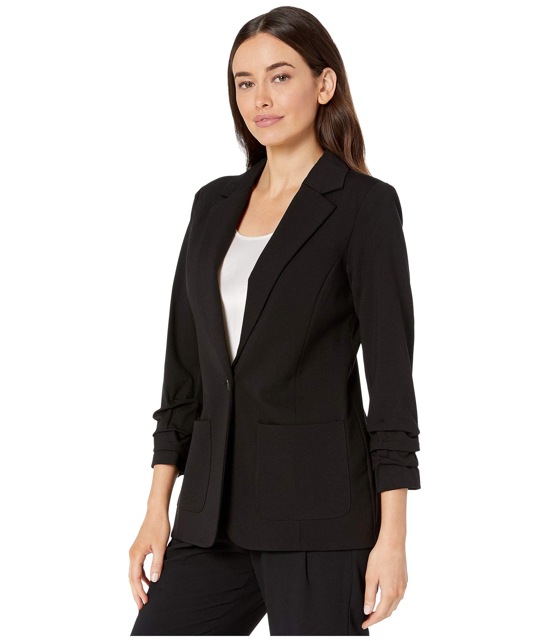 Vince Camuto Synthetic Ruched Sleeve Ponte Two-pocket Blazer in Black ...