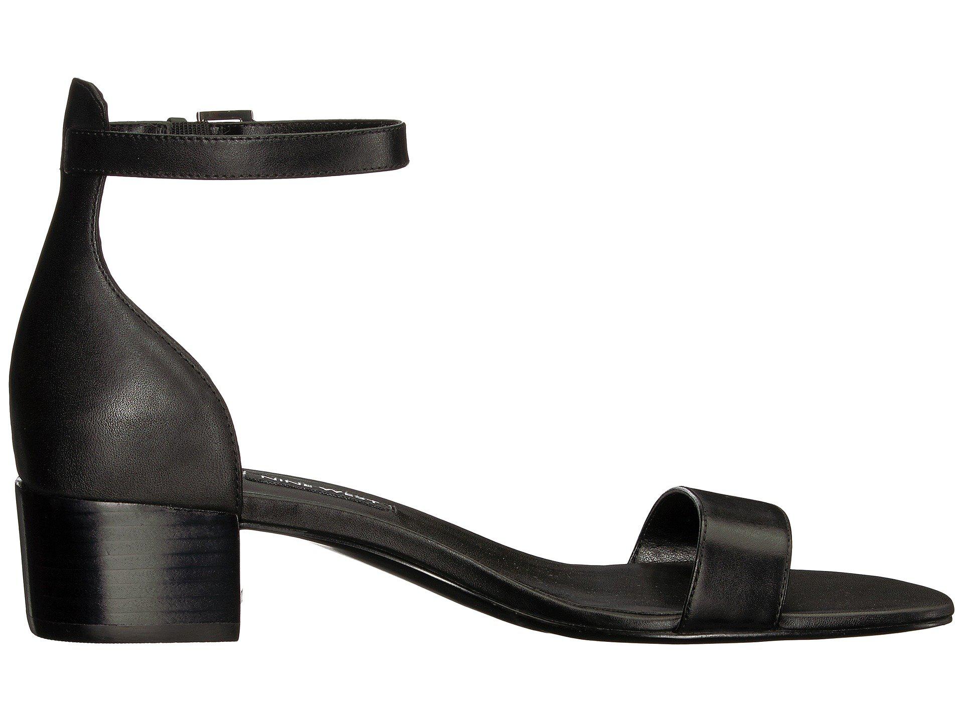 Nine West Suede Xuxa Block Heel Sandal (black Leather) Shoes - Lyst