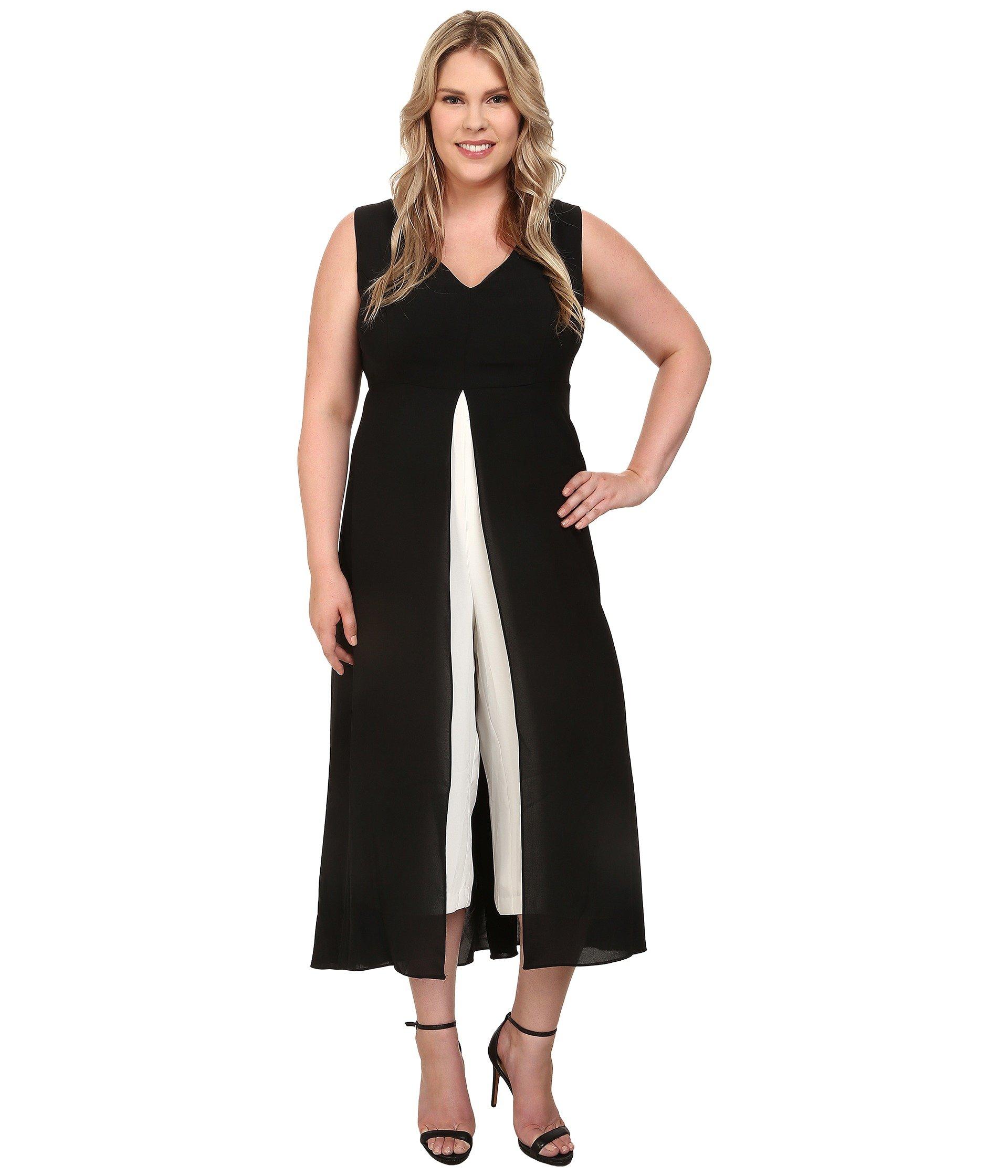 Adrianna Papell Plus Size Color Blocked Overlay Jumpsuit (black/ivory) Women's  Jumpsuit & Rompers One Piece - Lyst