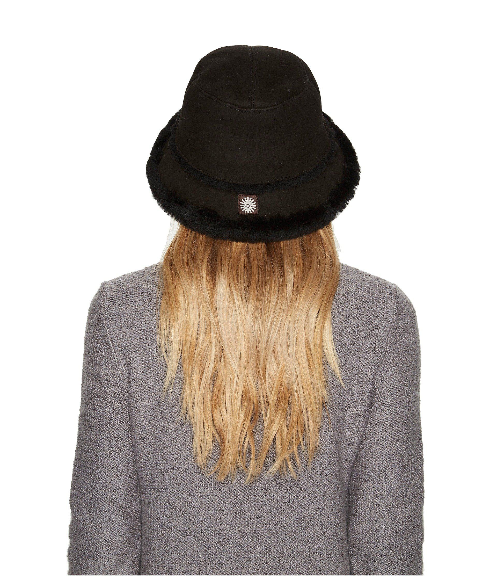 UGG Waterproof Sheepskin Bucket Hat in Black | Lyst
