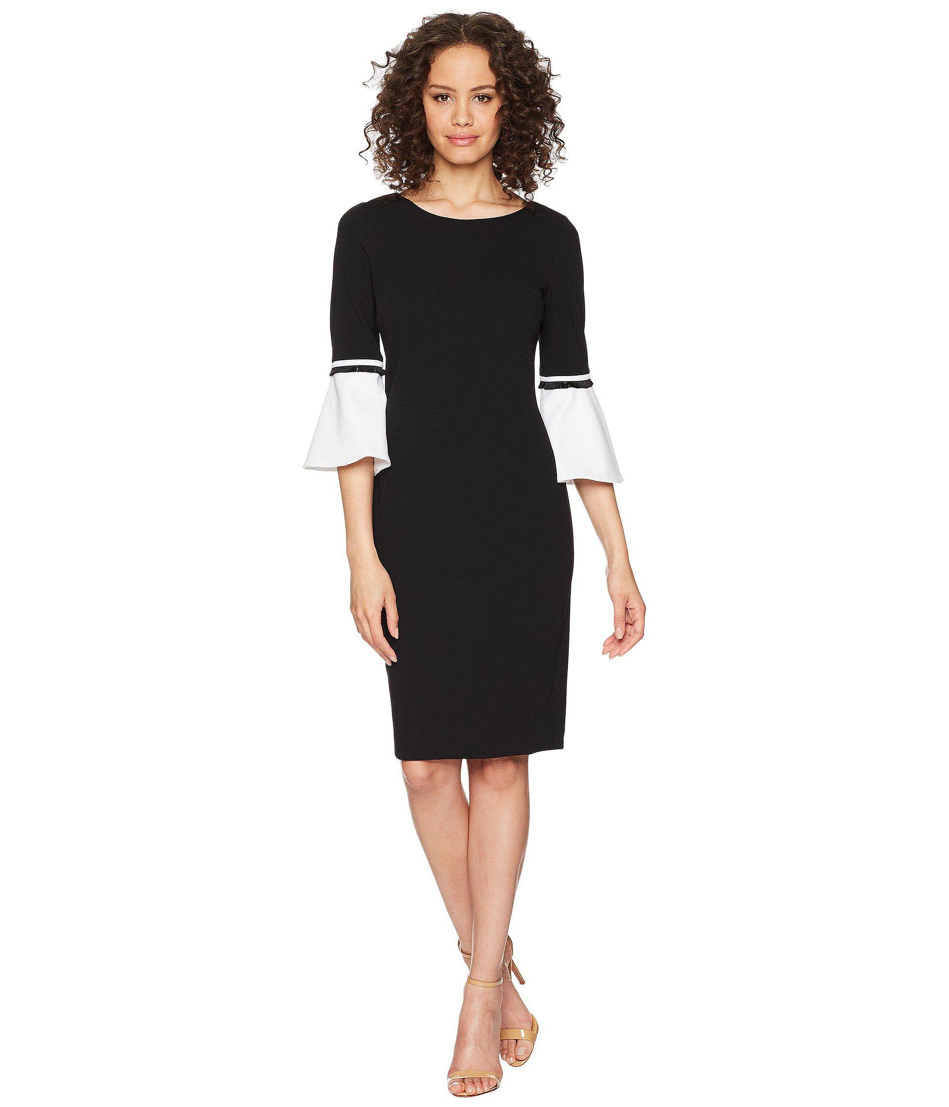 black and white bell sleeve dress