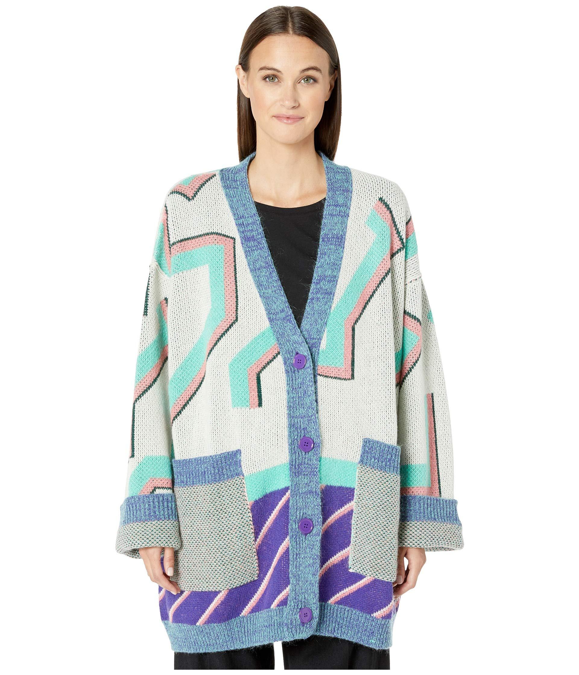 MM6 by Maison Martin Margiela Mixed Print Oversized Cardigan in Green | Lyst