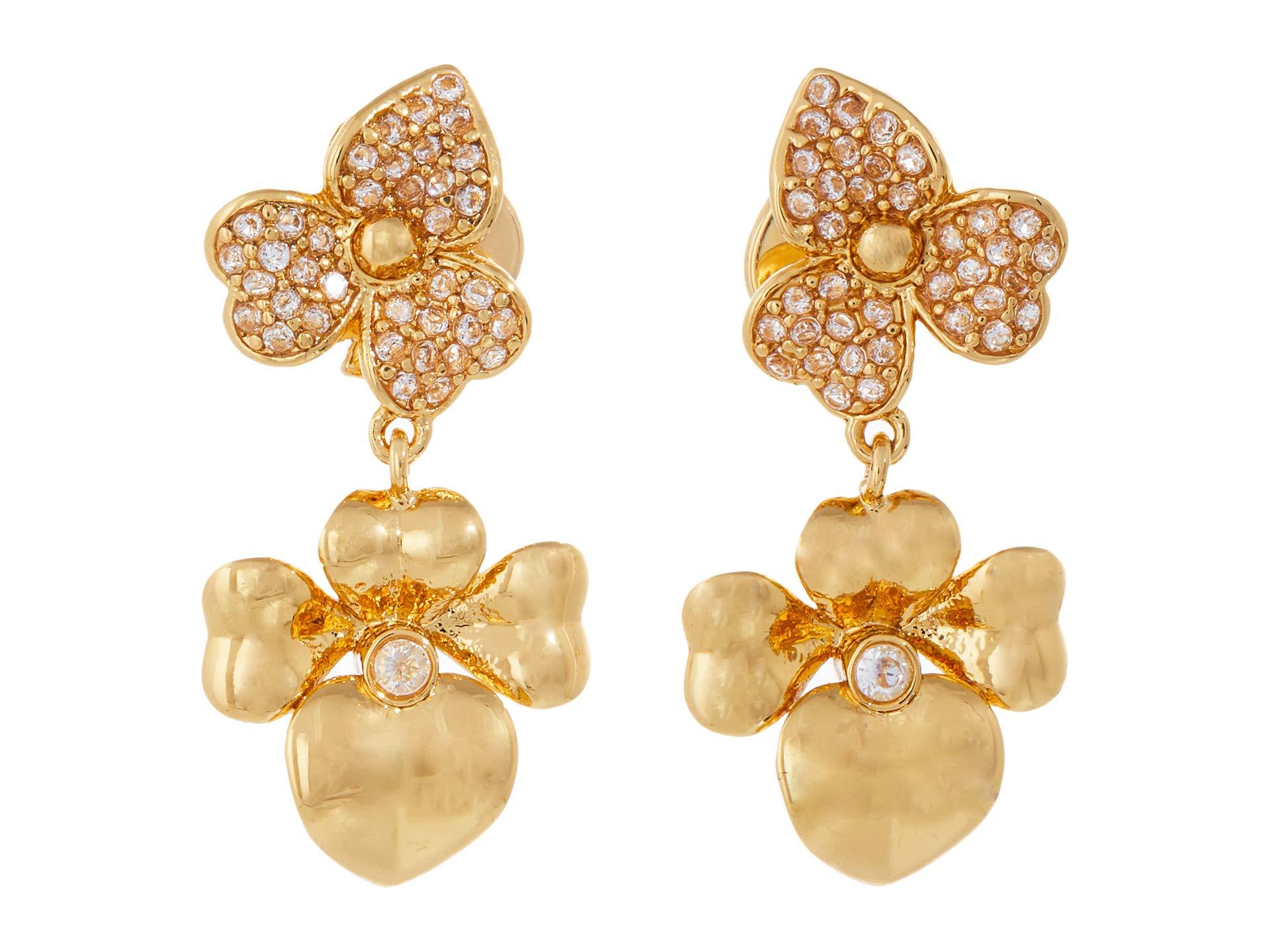 Kate Spade Precious Pansy Pave Drop Earrings in Gold (Metallic) Lyst
