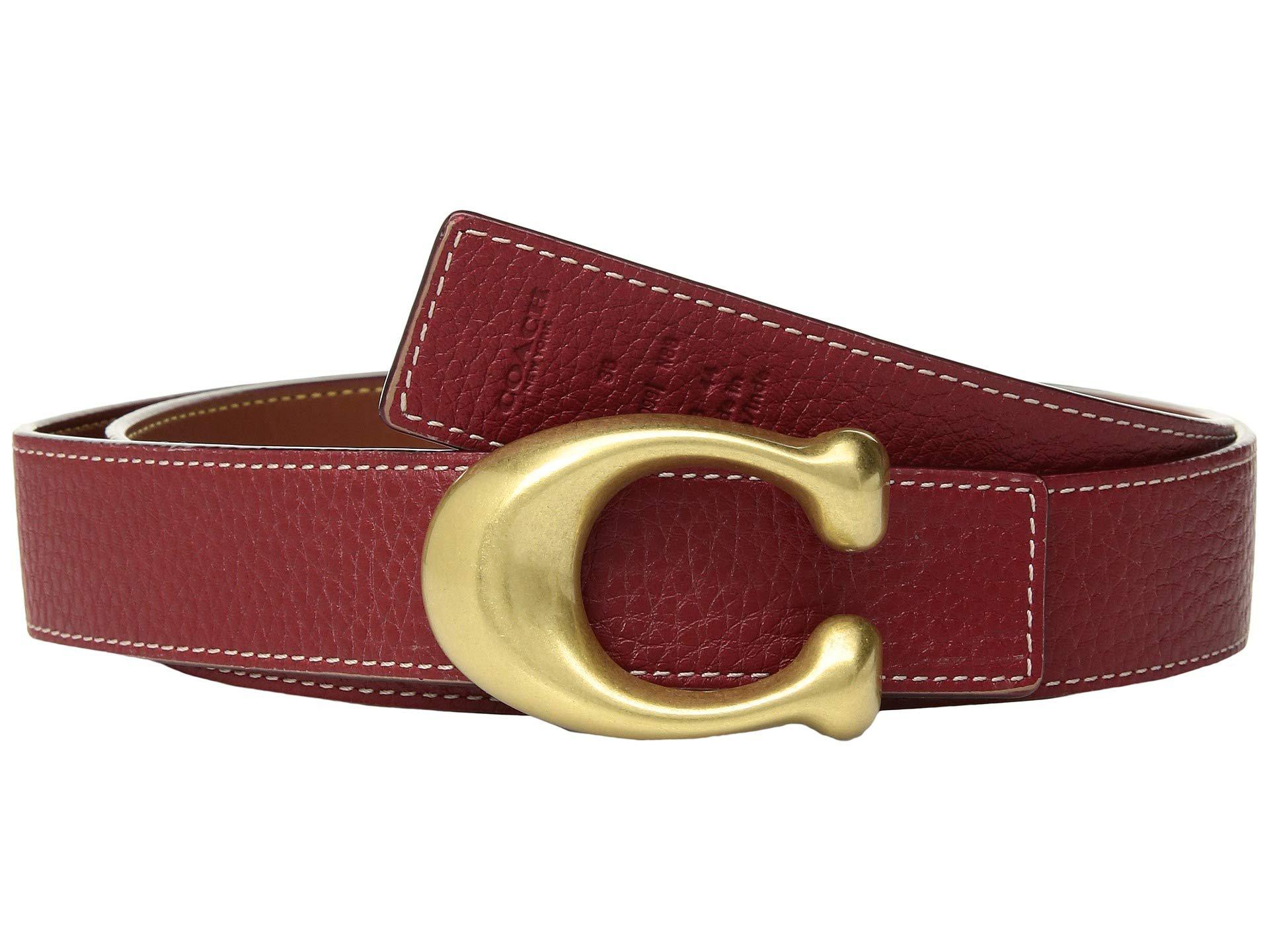 COACH Leather 32mm Sculpted C Reversible Glovetanned Belt (1941 Saddle