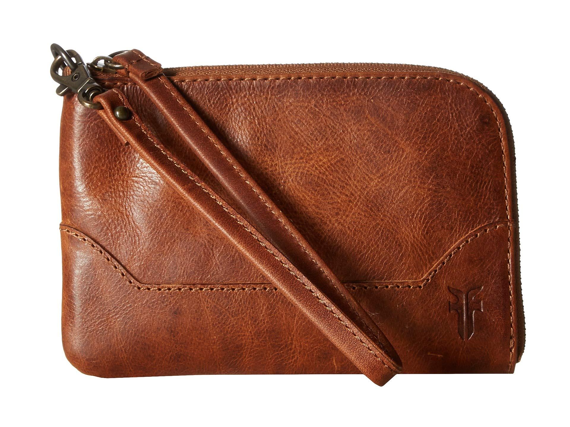 cognac wristlet