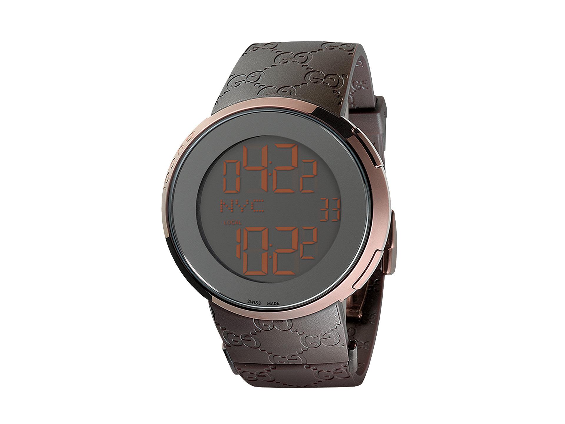 Gucci I- 44mm Digital Rubber Strap Watch-ya114209 in Brown for Men | Lyst